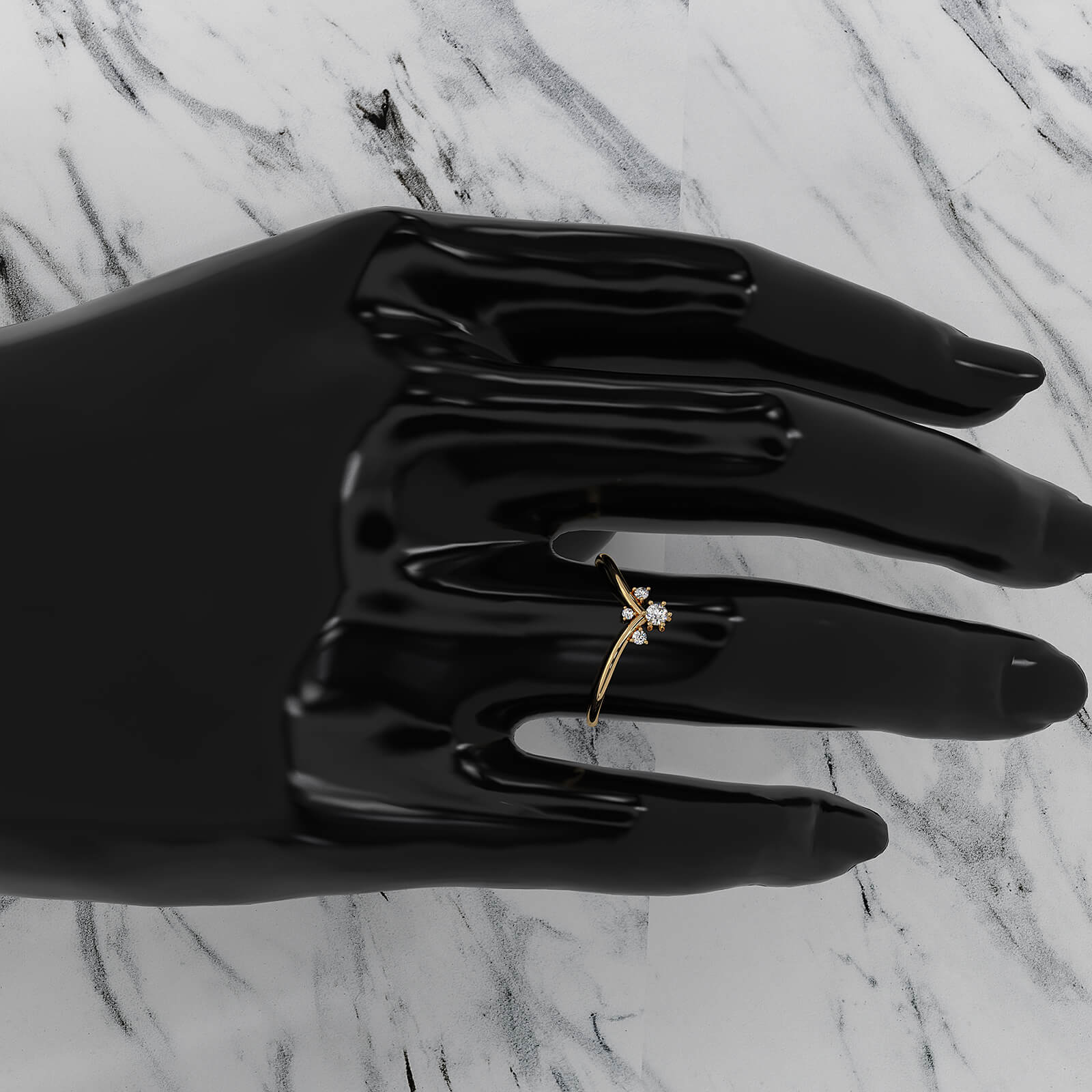 V Shaped Cluster Round Lab Diamond Fashion Anniversary Ring 0.1ctw.