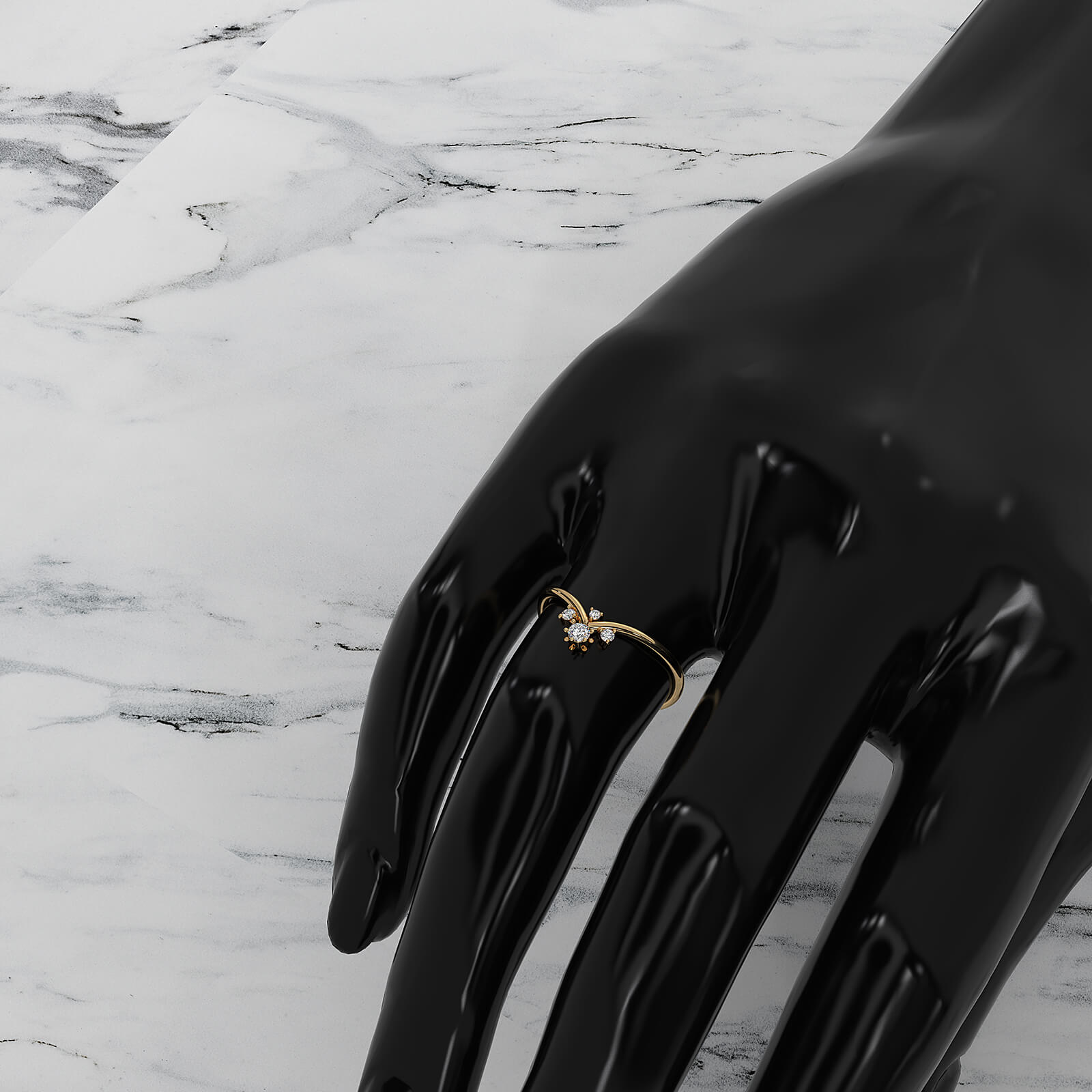 V Shaped Cluster Round Lab Diamond Fashion Anniversary Ring 0.1ctw.