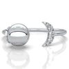 Half Moon Open Band Round Lab Diamond Fashion Anniversary Ring 0.05ctw.
