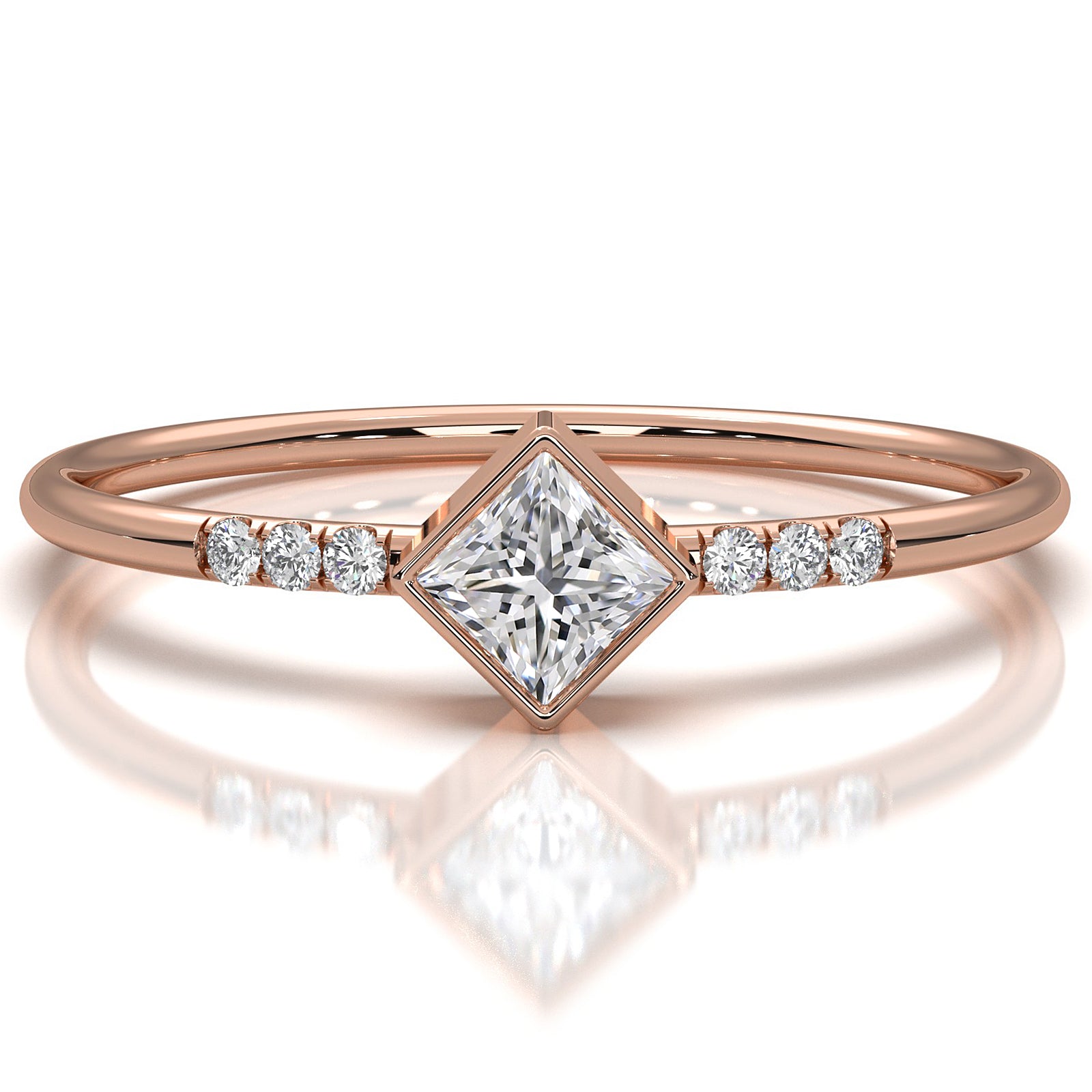 Princess Lab Diamond Bezel Set Fashion Anniversary Ring 0.20ctw.