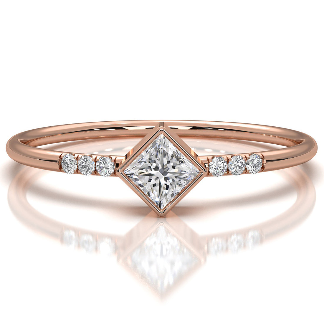 Princess Lab Diamond Bezel Set Fashion Anniversary Ring 0.20ctw.