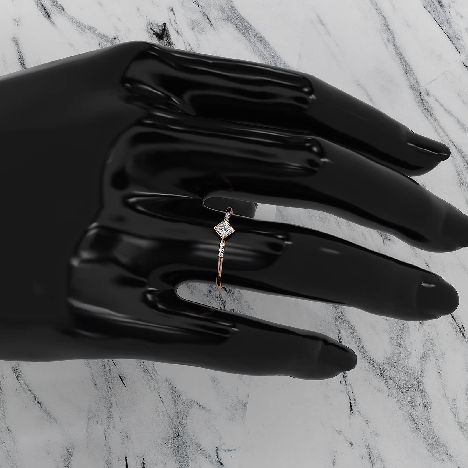 Princess Lab Diamond Bezel Set Fashion Anniversary Ring 0.20ctw.