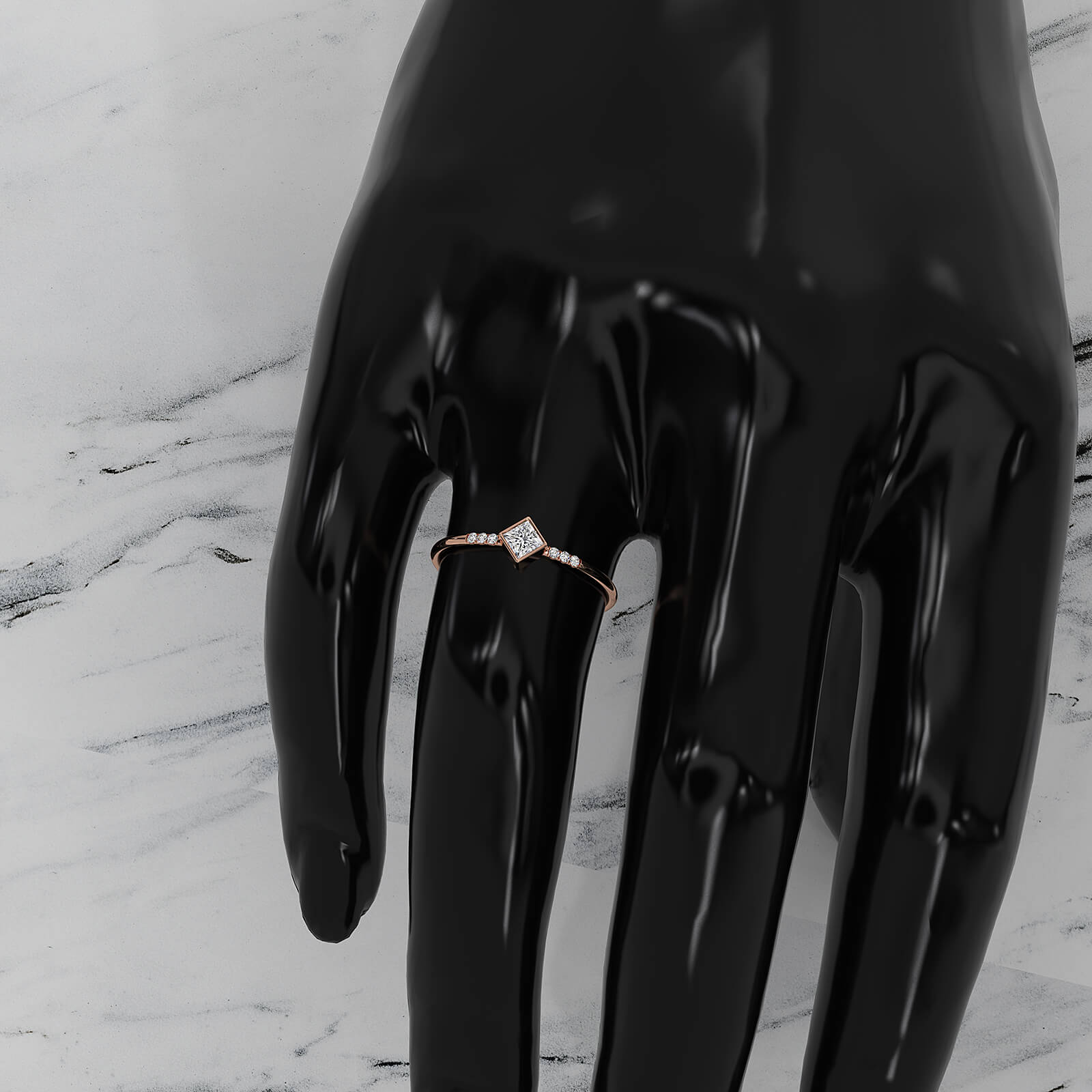 Princess Lab Diamond Bezel Set Fashion Anniversary Ring 0.20ctw.