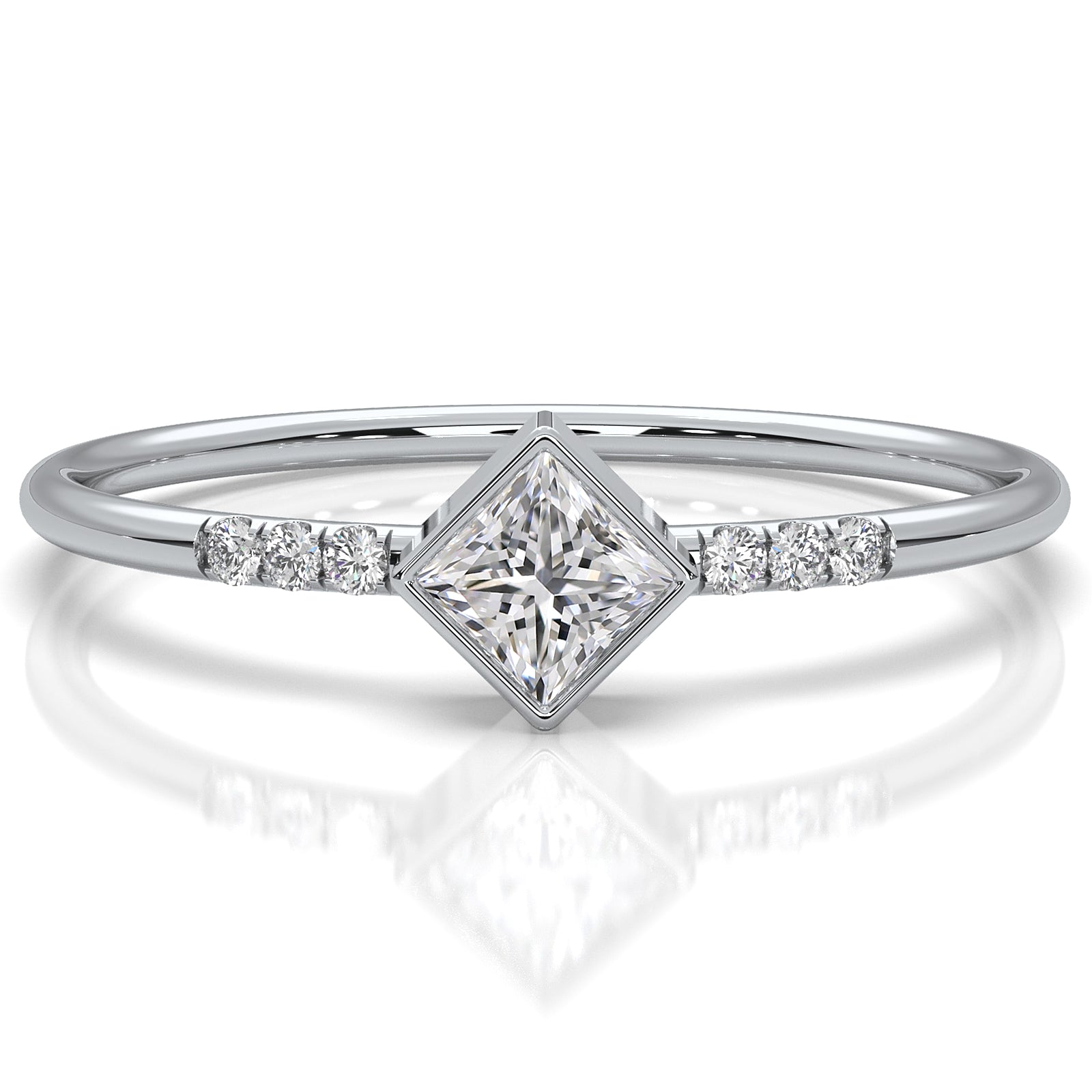 Princess Lab Diamond Bezel Set Fashion Anniversary Ring 0.20ctw.