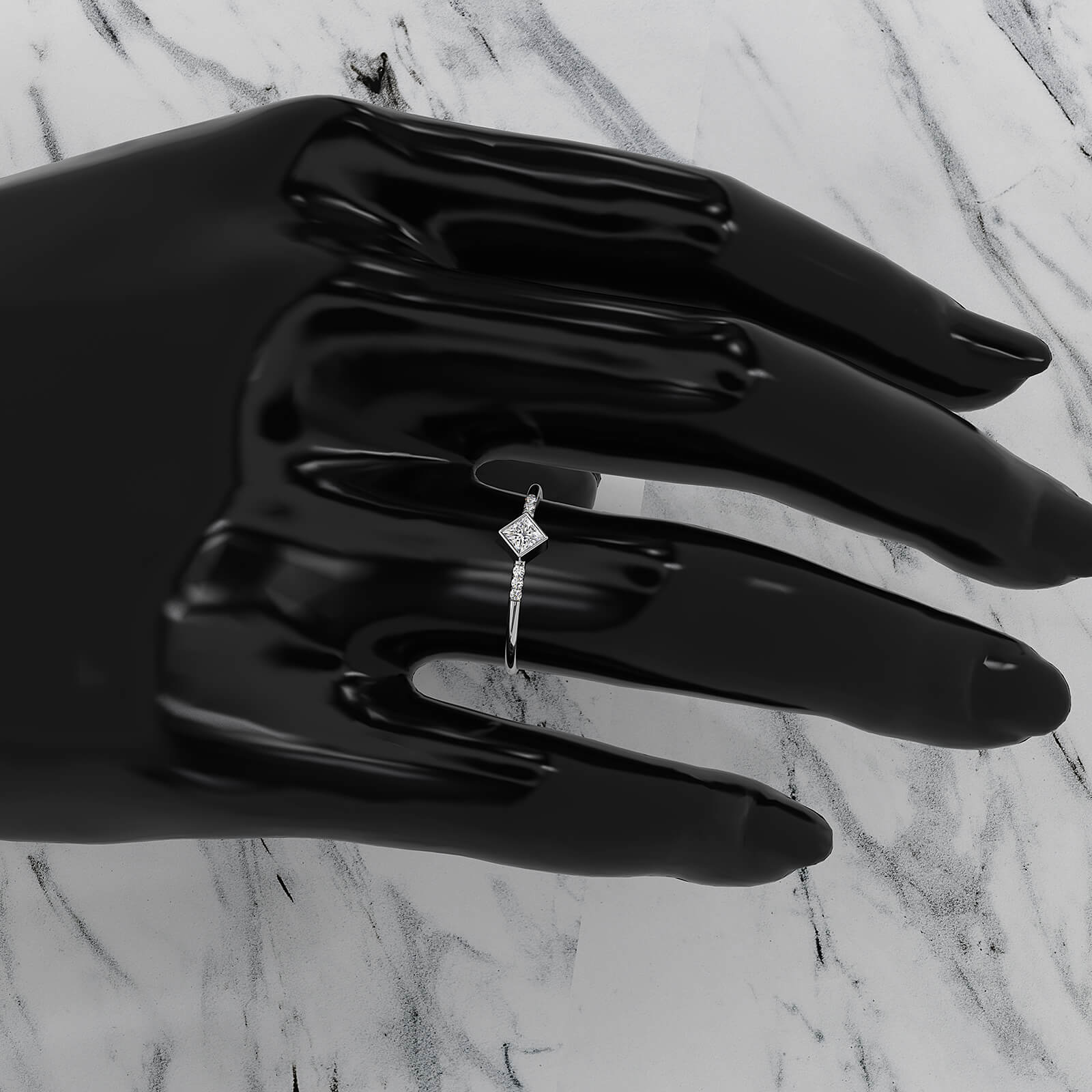 Princess Lab Diamond Bezel Set Fashion Anniversary Ring 0.20ctw.