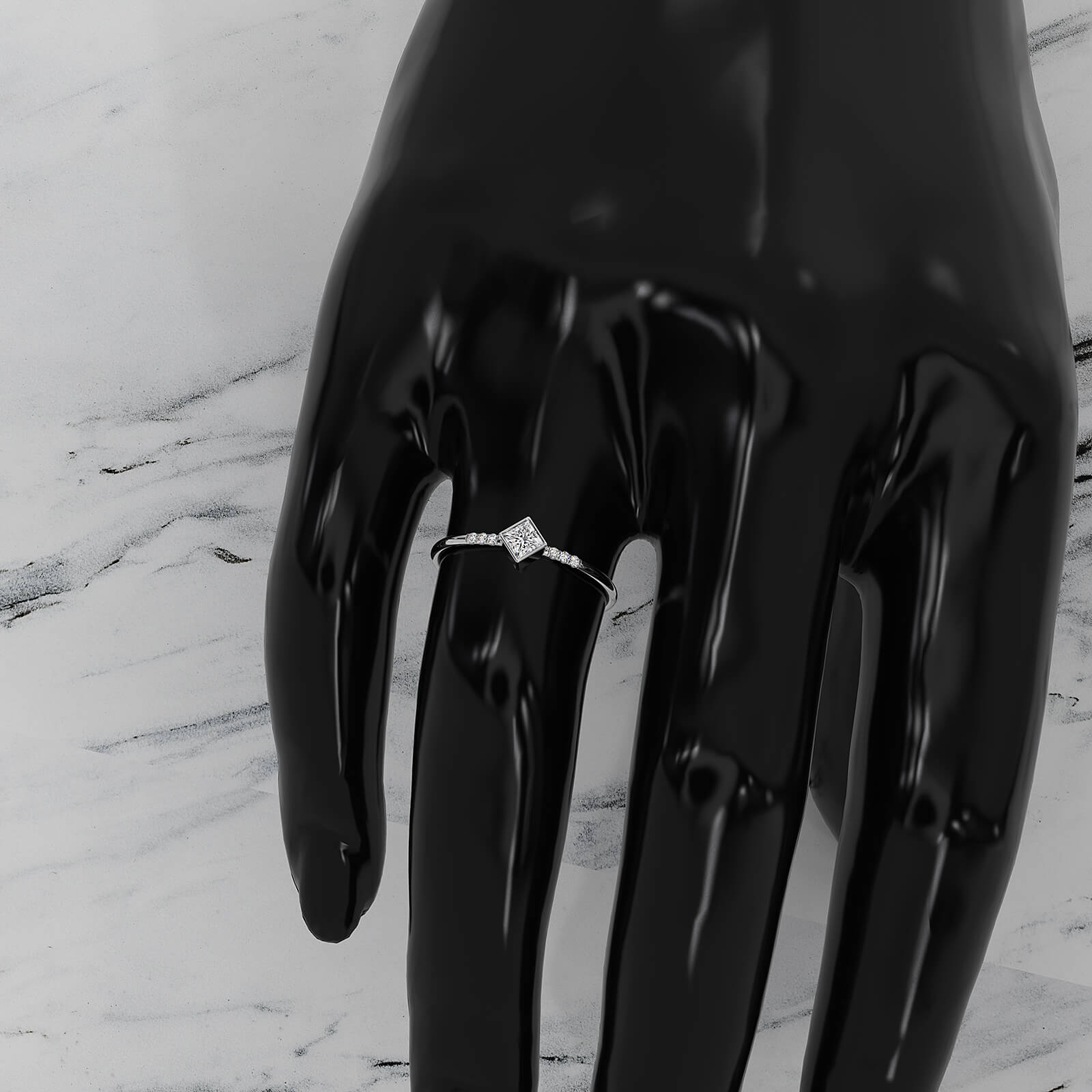 Princess Lab Diamond Bezel Set Fashion Anniversary Ring 0.20ctw.