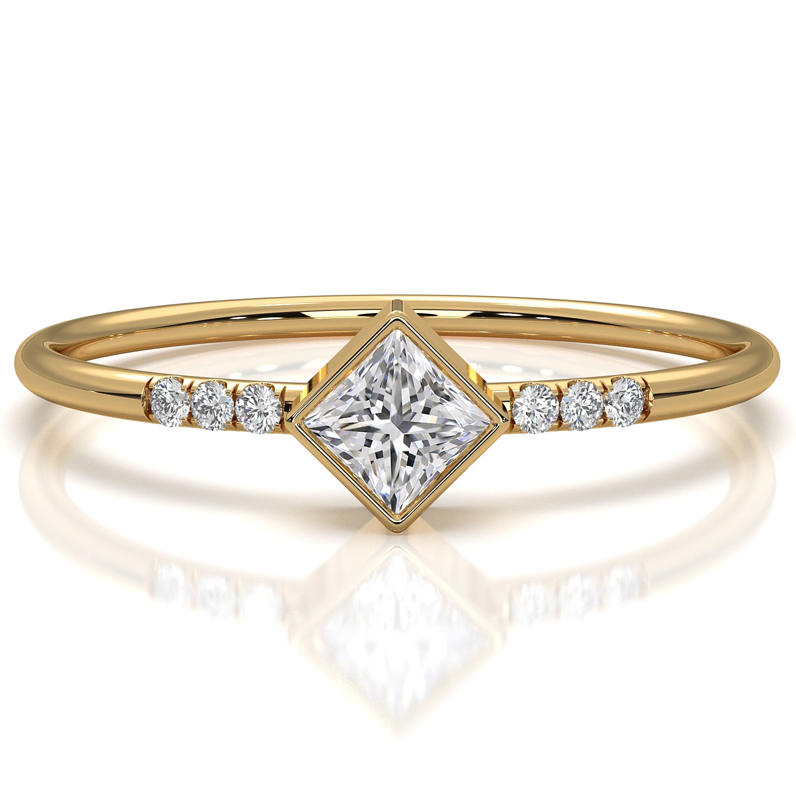 Princess Lab Diamond Bezel Set Fashion Anniversary Ring 0.20ctw.