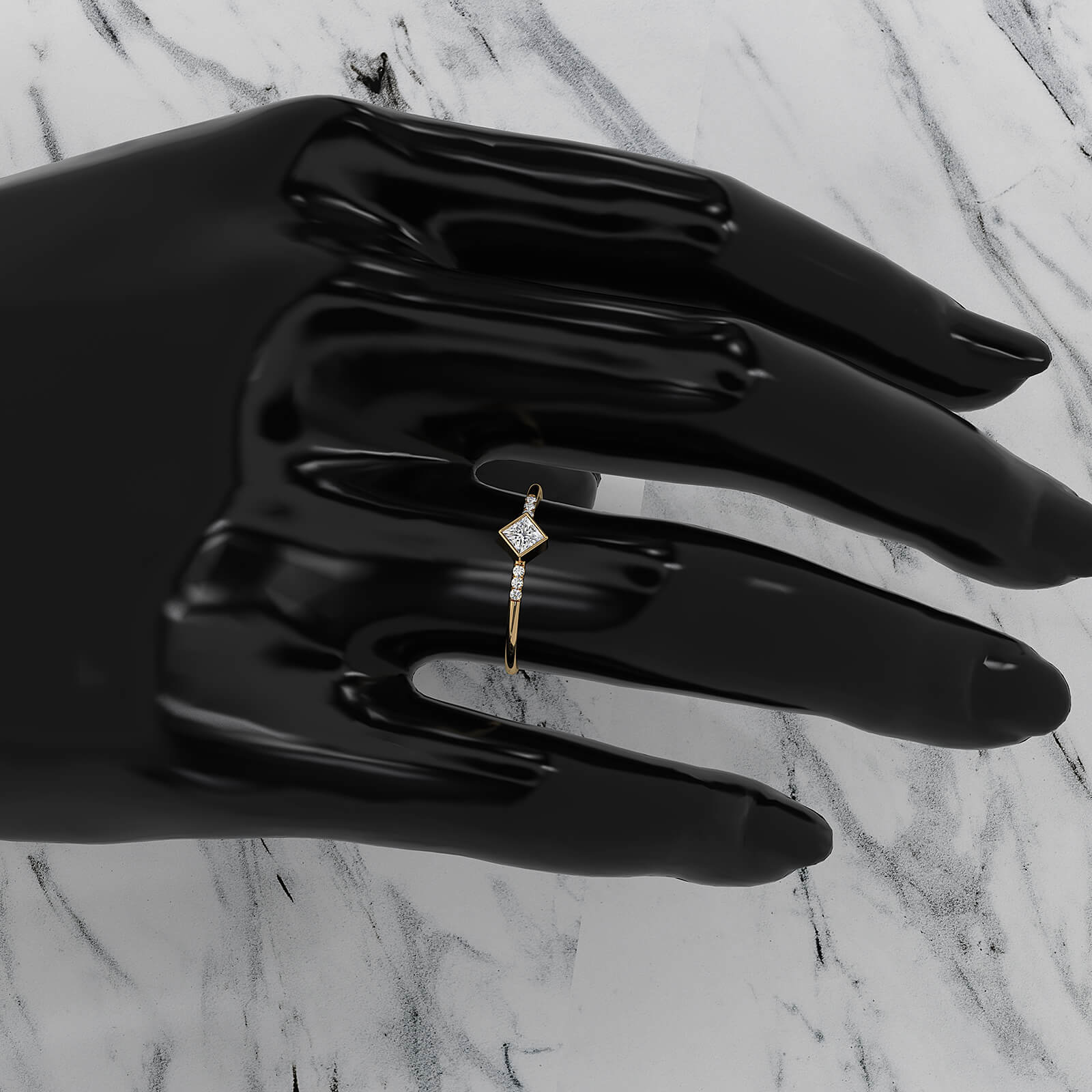 Princess Lab Diamond Bezel Set Fashion Anniversary Ring 0.20ctw.