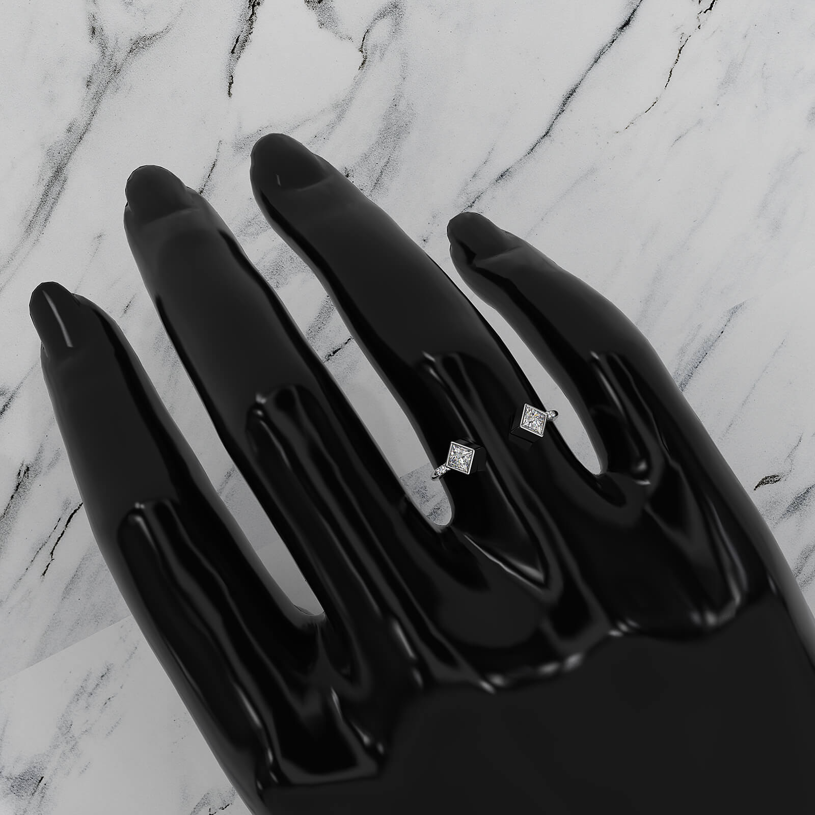 Princess Cut Bezel Set Open Cuff Lab Diamond Fashion Ring 0.37ctw.