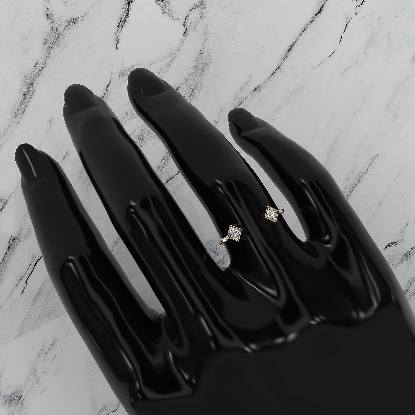 Princess Cut Bezel Set Open Cuff Lab Diamond Fashion Ring 0.37ctw.