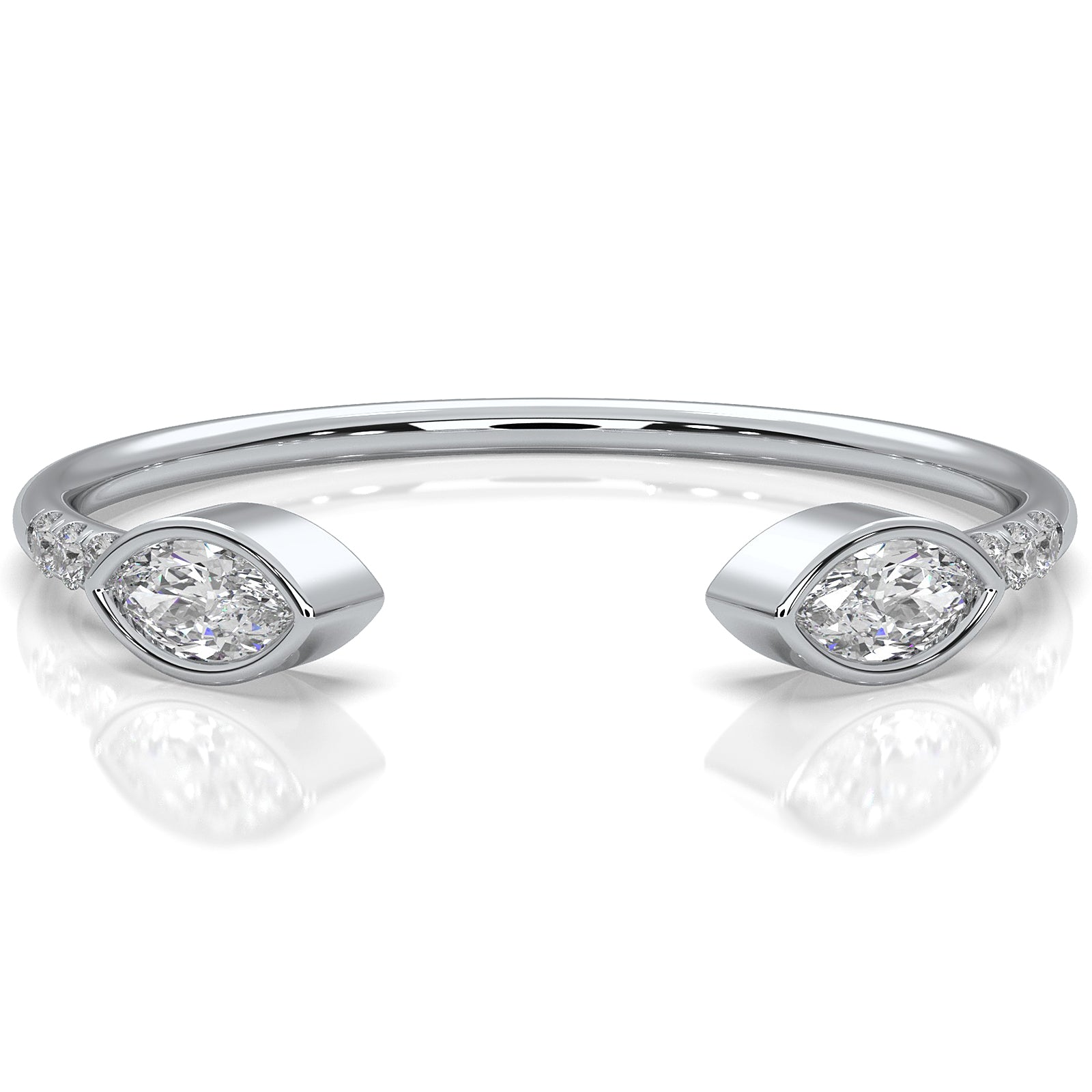 Minimalist Marquise Shape Open Lab Diamond Fashion Ring 0.13ctw.