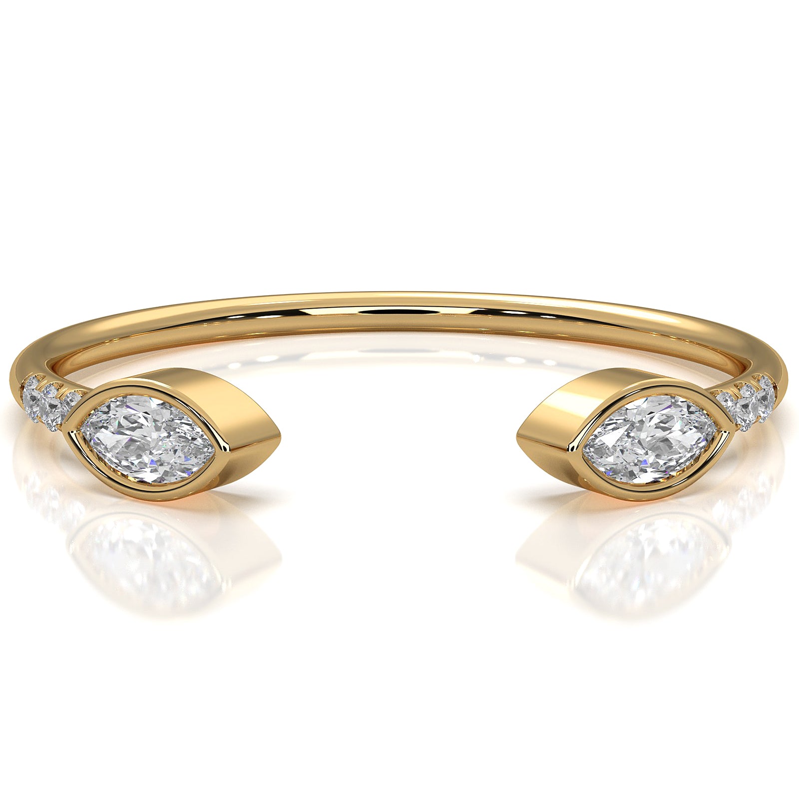 Minimalist Marquise Shape Open Lab Diamond Fashion Ring 0.13ctw.