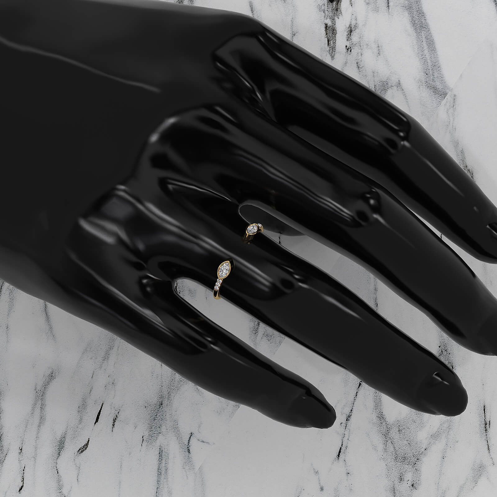 Minimalist Marquise Shape Open Lab Diamond Fashion Ring 0.13ctw.