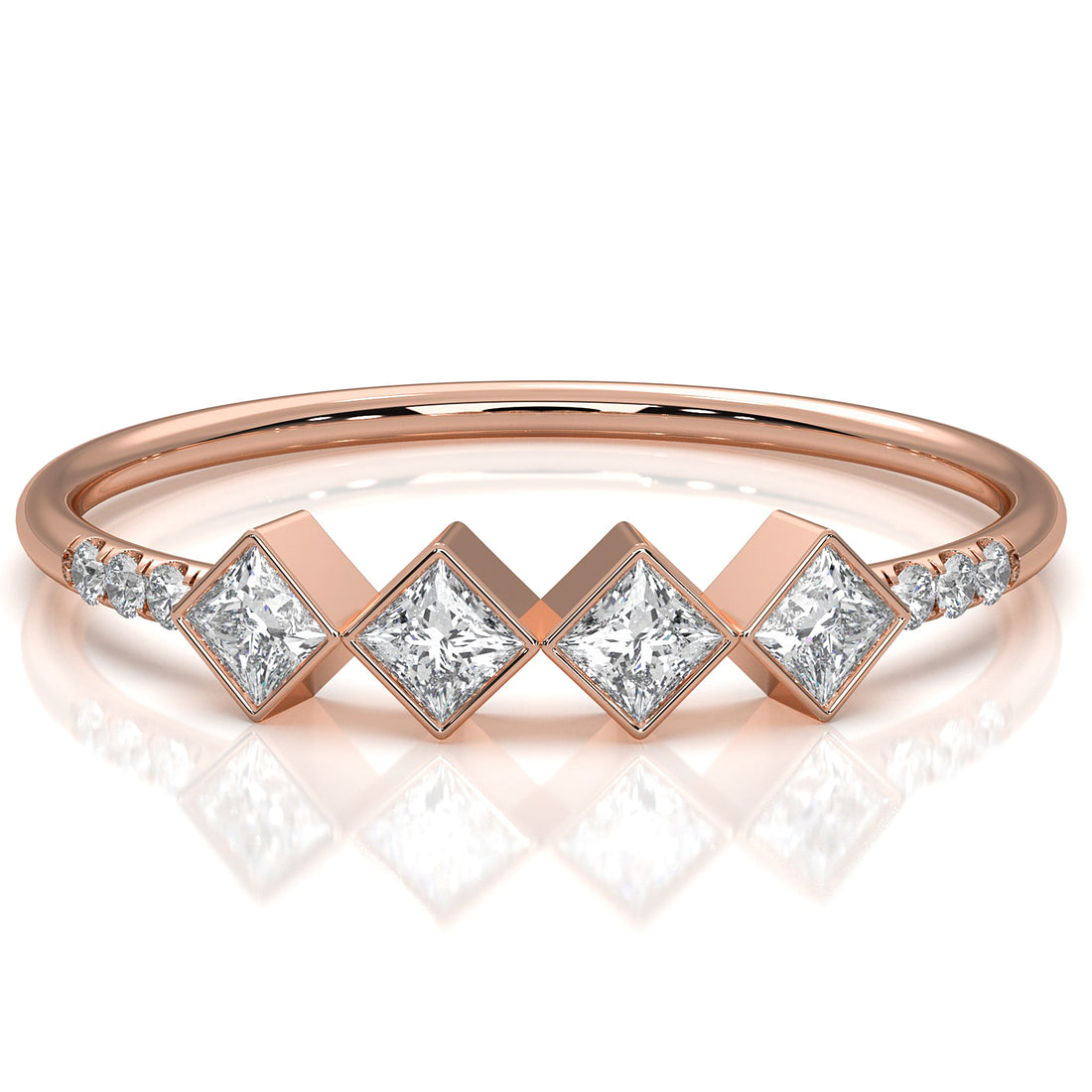 4 Stone Cluster Bezel Set Round Lab Diamond Fashion Ring 0.23ctw.