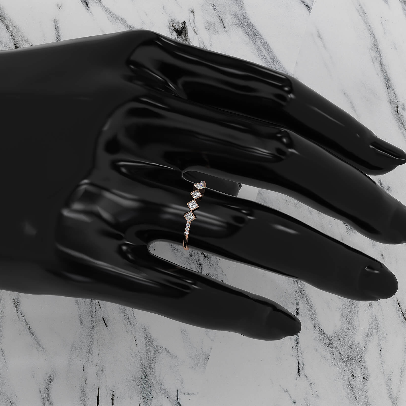 4 Stone Cluster Bezel Set Round Lab Diamond Fashion Ring 0.23ctw.