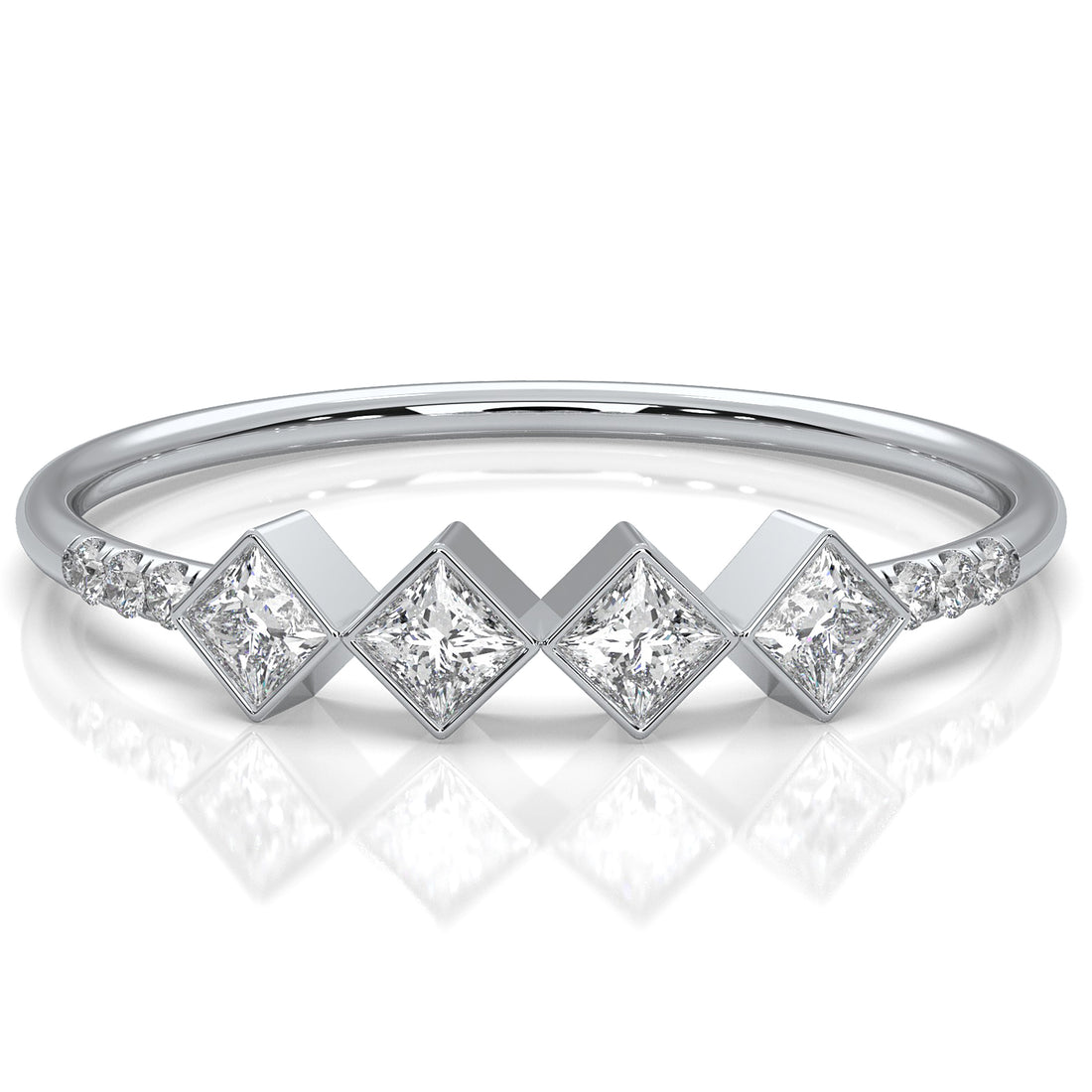 4 Stone Cluster Bezel Set Round Lab Diamond Fashion Ring 0.23ctw.