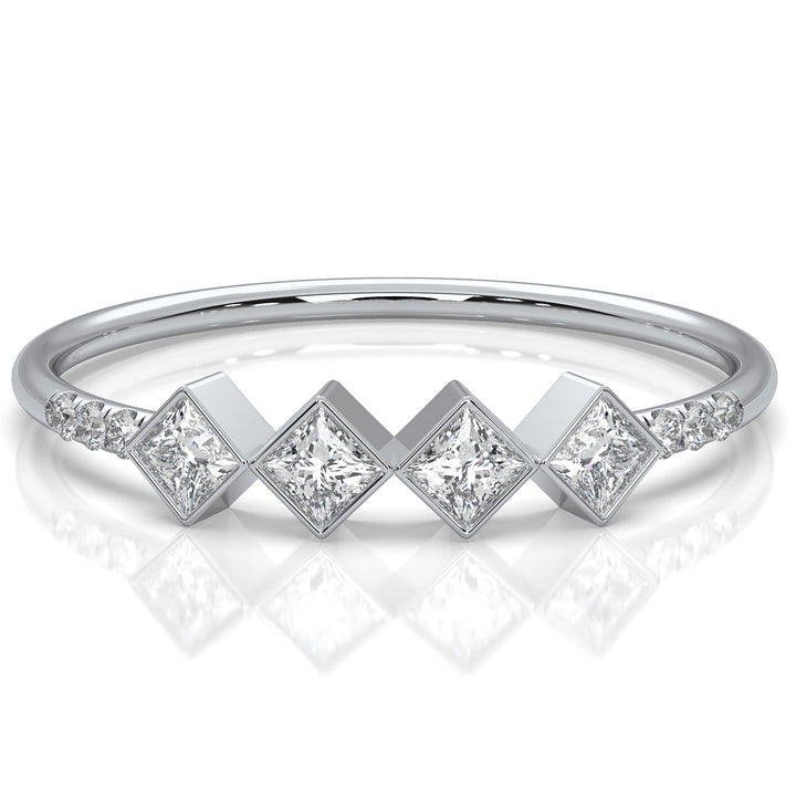 4 Stone Cluster Bezel Set Round Lab Diamond Fashion Ring 0.23ctw.