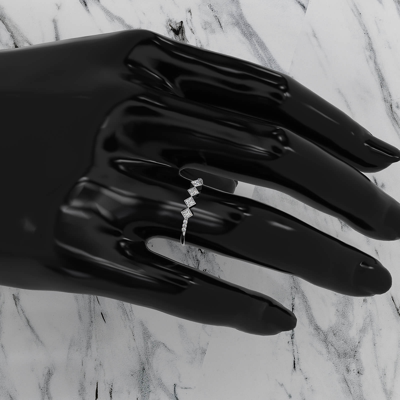 4 Stone Cluster Bezel Set Round Lab Diamond Fashion Ring 0.23ctw.