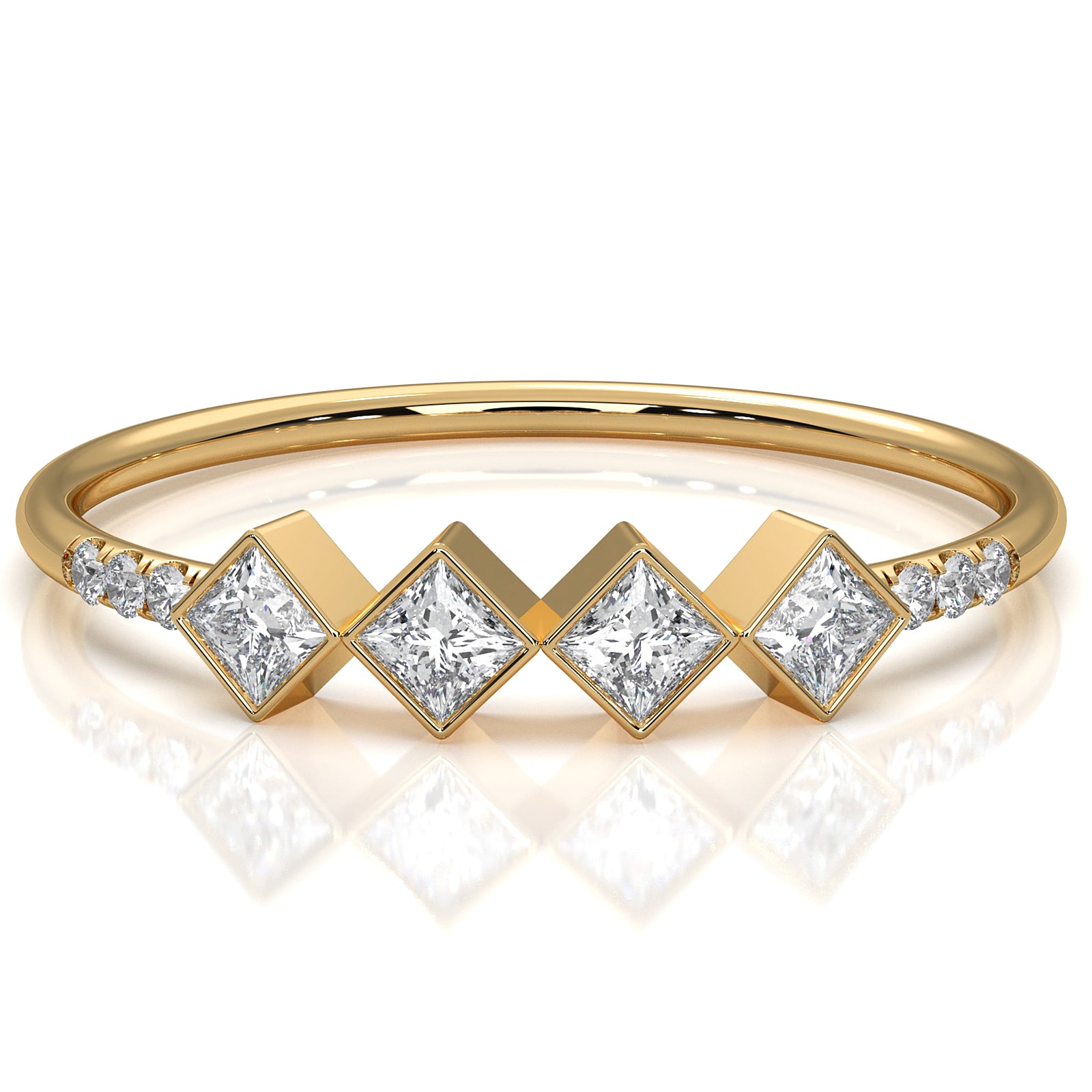 4 Stone Cluster Bezel Set Round Lab Diamond Fashion Ring 0.23ctw.