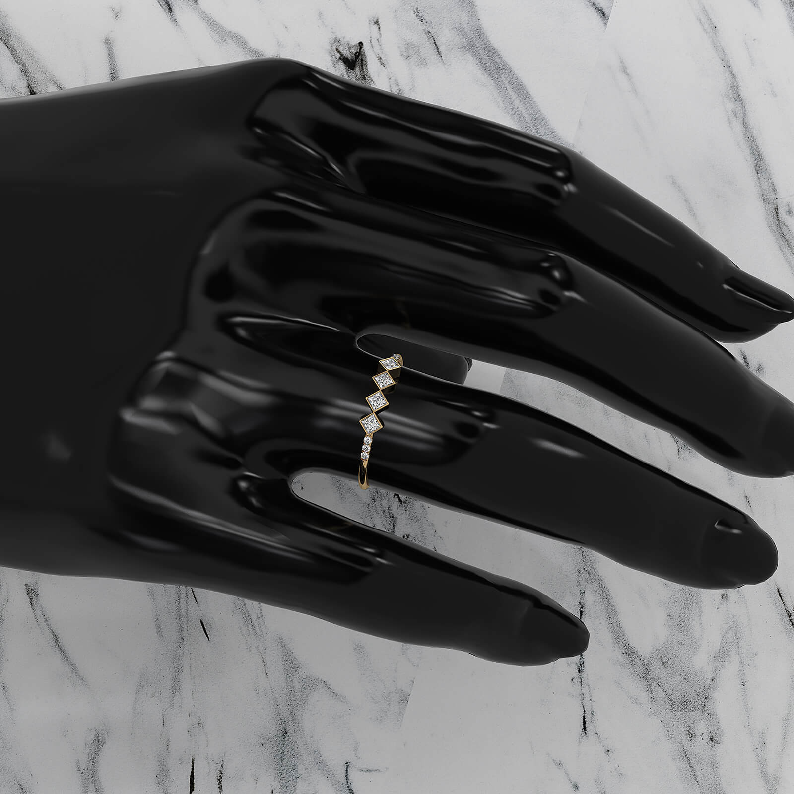 4 Stone Cluster Bezel Set Round Lab Diamond Fashion Ring 0.23ctw.