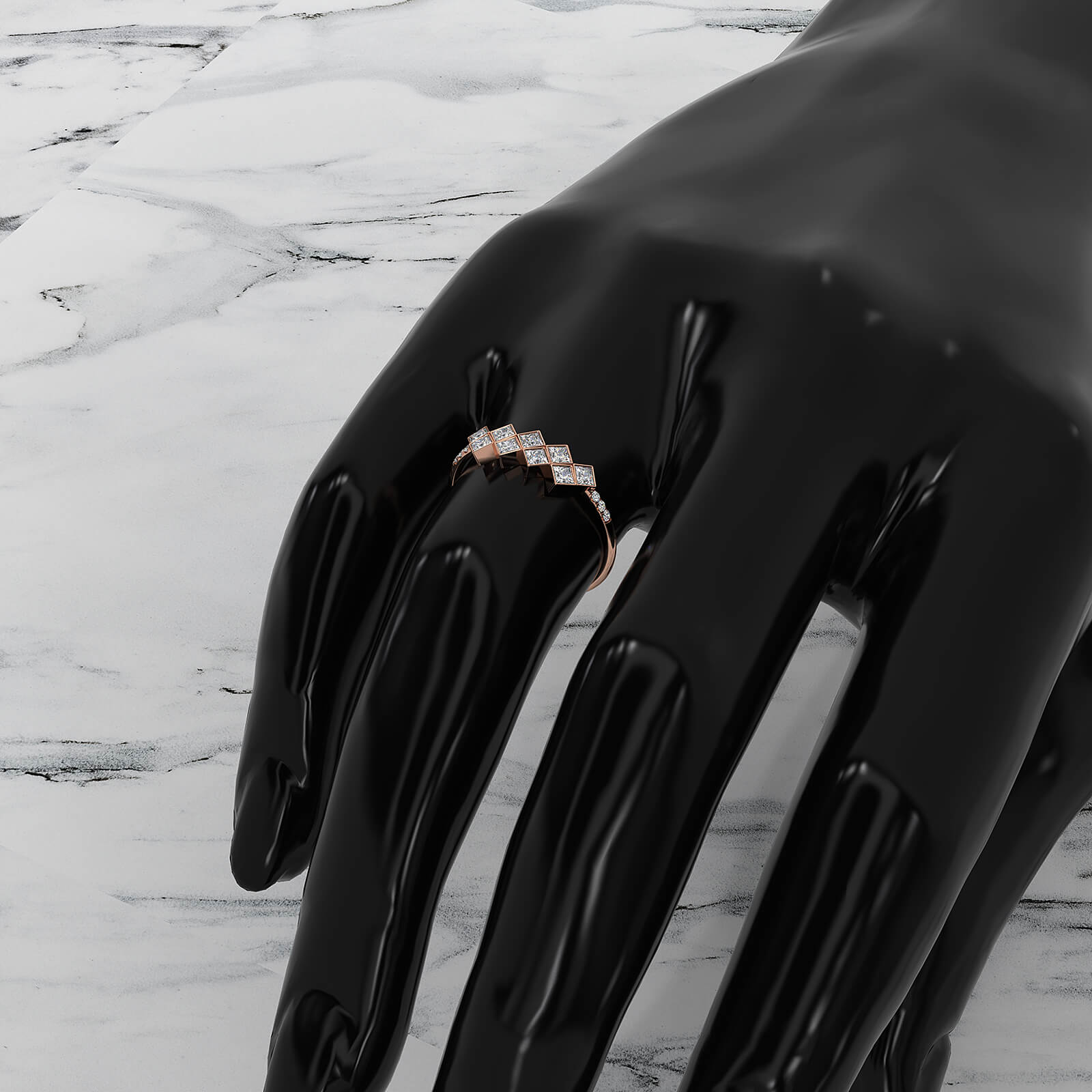 Cluster Double Row Prong Set Women's Lab Diamond Fashionable Ring 0.22ctw.