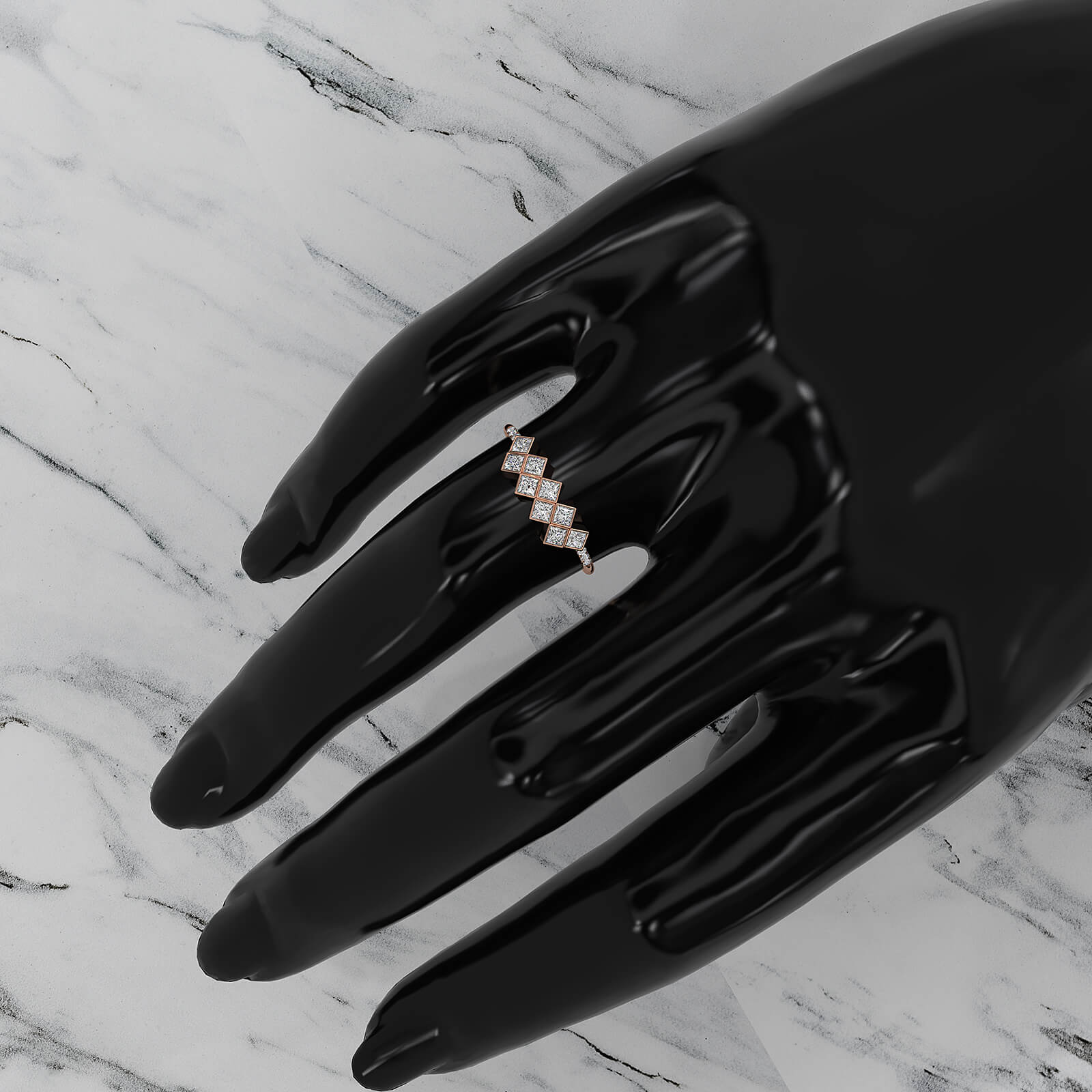 Cluster Double Row Prong Set Women's Lab Diamond Fashionable Ring 0.22ctw.