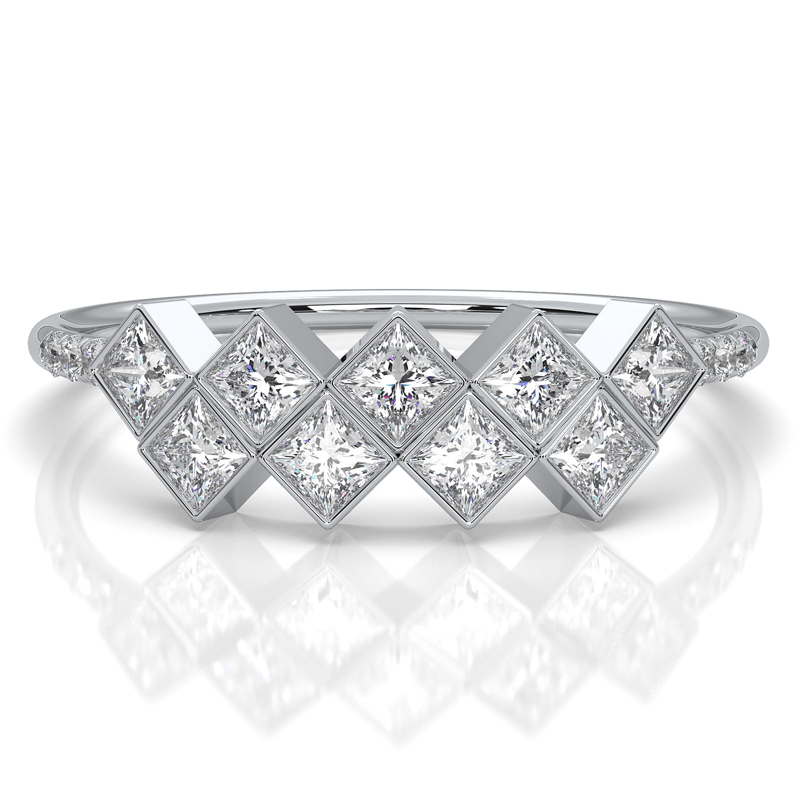 Cluster Double Row Prong Set Women's Lab Diamond Fashionable Ring 0.22ctw.