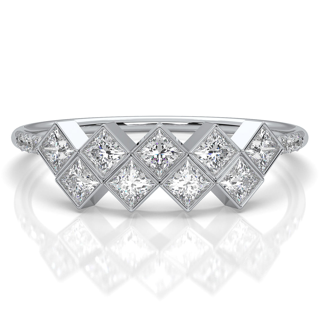 Cluster Double Row Prong Set Women's Lab Diamond Fashionable Ring 0.22ctw.