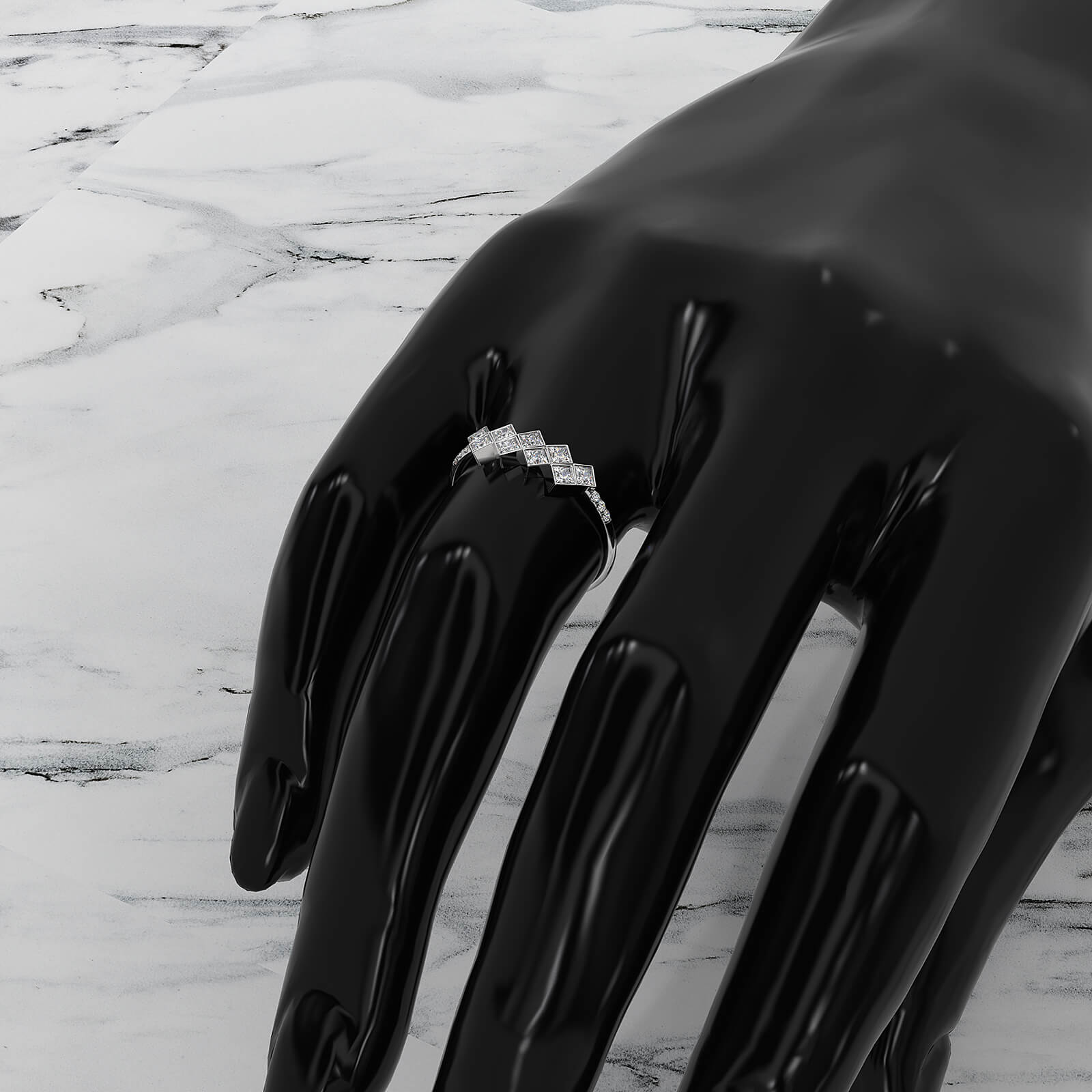 Cluster Double Row Prong Set Women's Lab Diamond Fashionable Ring 0.22ctw.