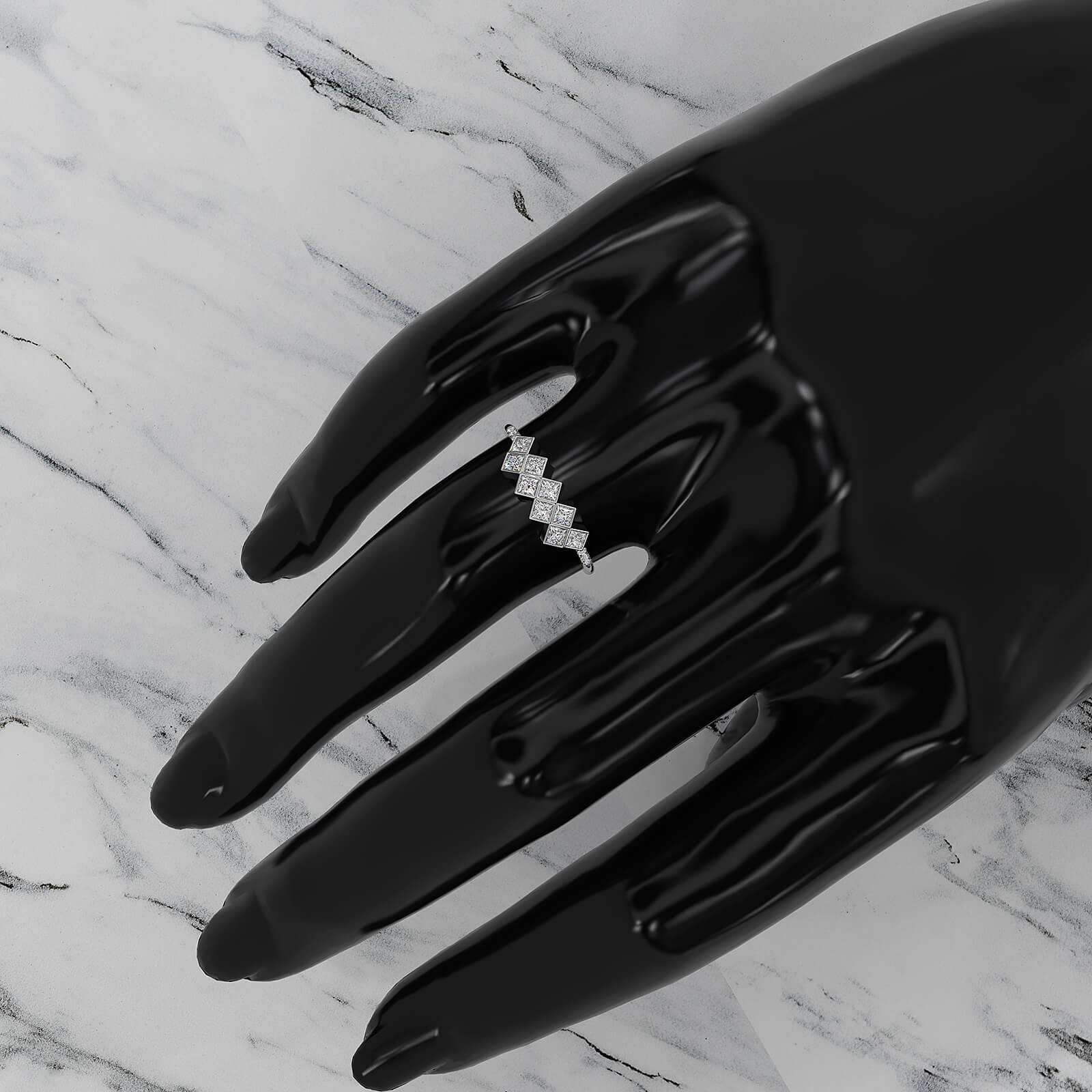 Cluster Double Row Prong Set Women's Lab Diamond Fashionable Ring 0.22ctw.