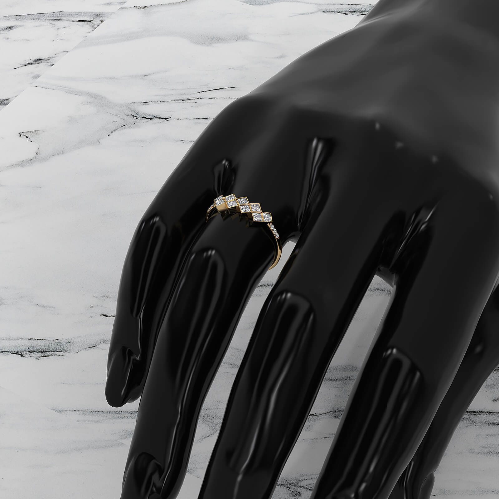 Cluster Double Row Prong Set Women's Lab Diamond Fashionable Ring 0.22ctw.