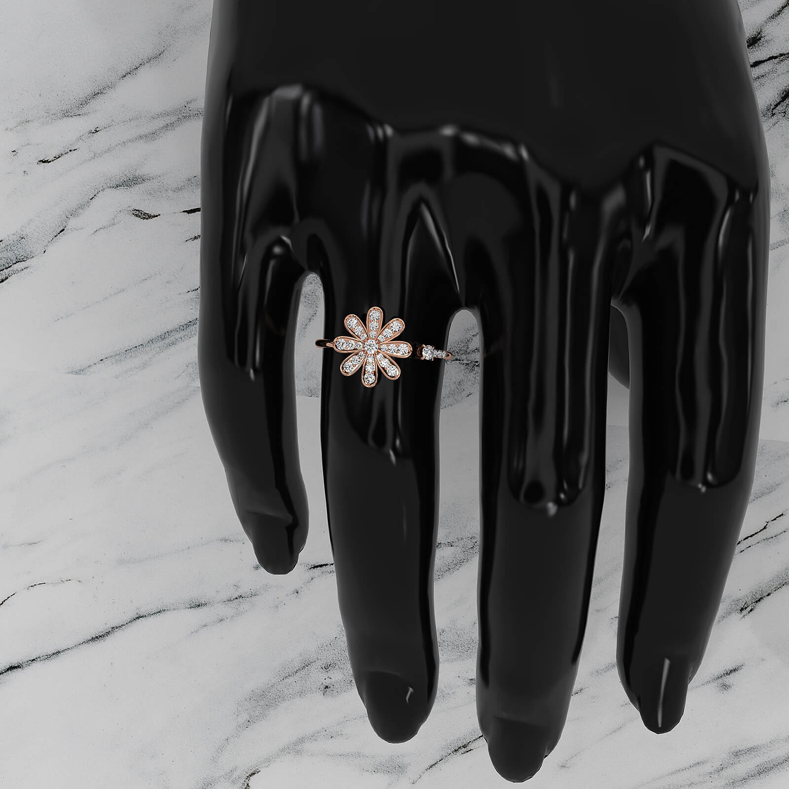 Flower Cluster Minimalist Open Design Round Lab Diamond Fashion Ring 0.27ctw.