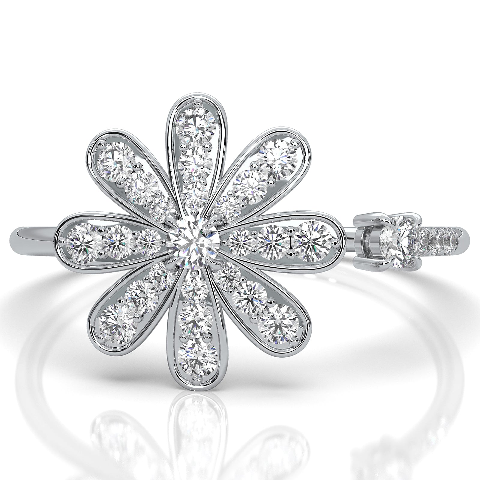 Flower Cluster Minimalist Open Design Round Lab Diamond Fashion Ring 0.27ctw.