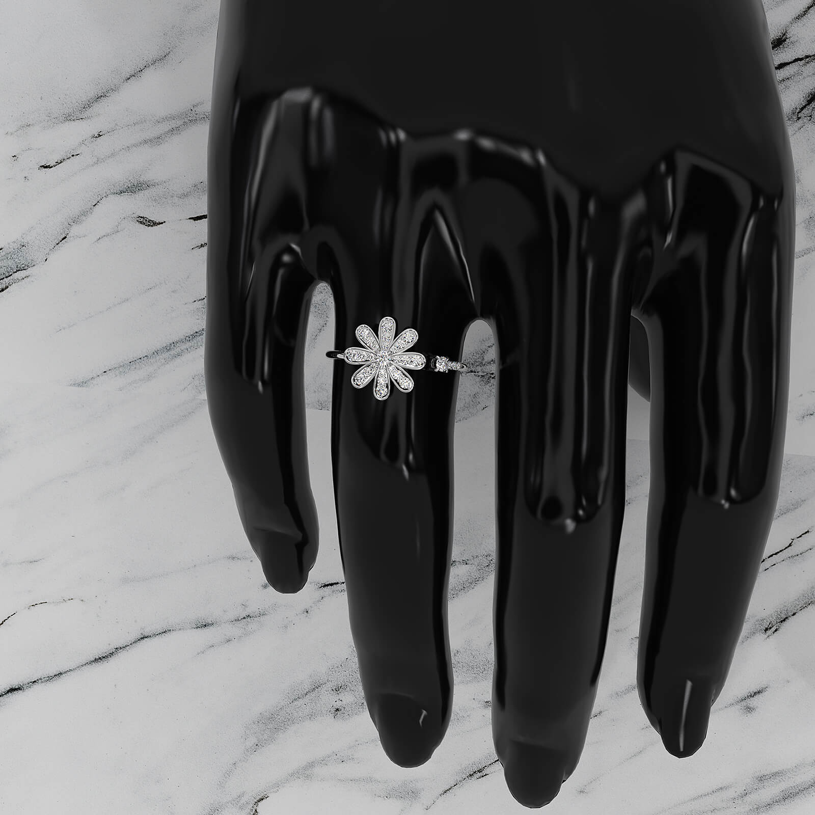 Flower Cluster Minimalist Open Design Round Lab Diamond Fashion Ring 0.27ctw.