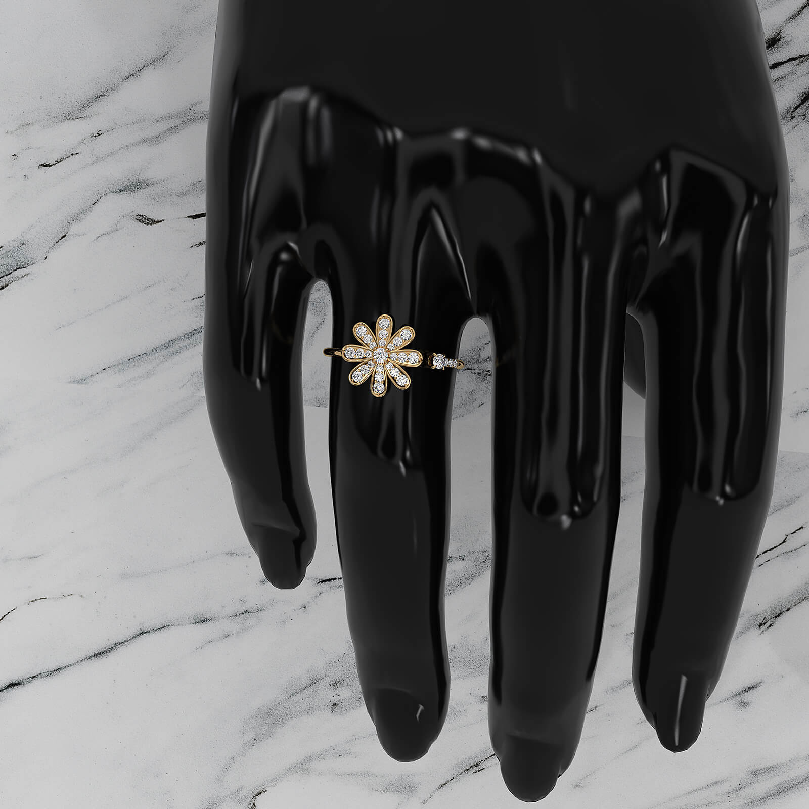 Flower Cluster Minimalist Open Design Round Lab Diamond Fashion Ring 0.27ctw.