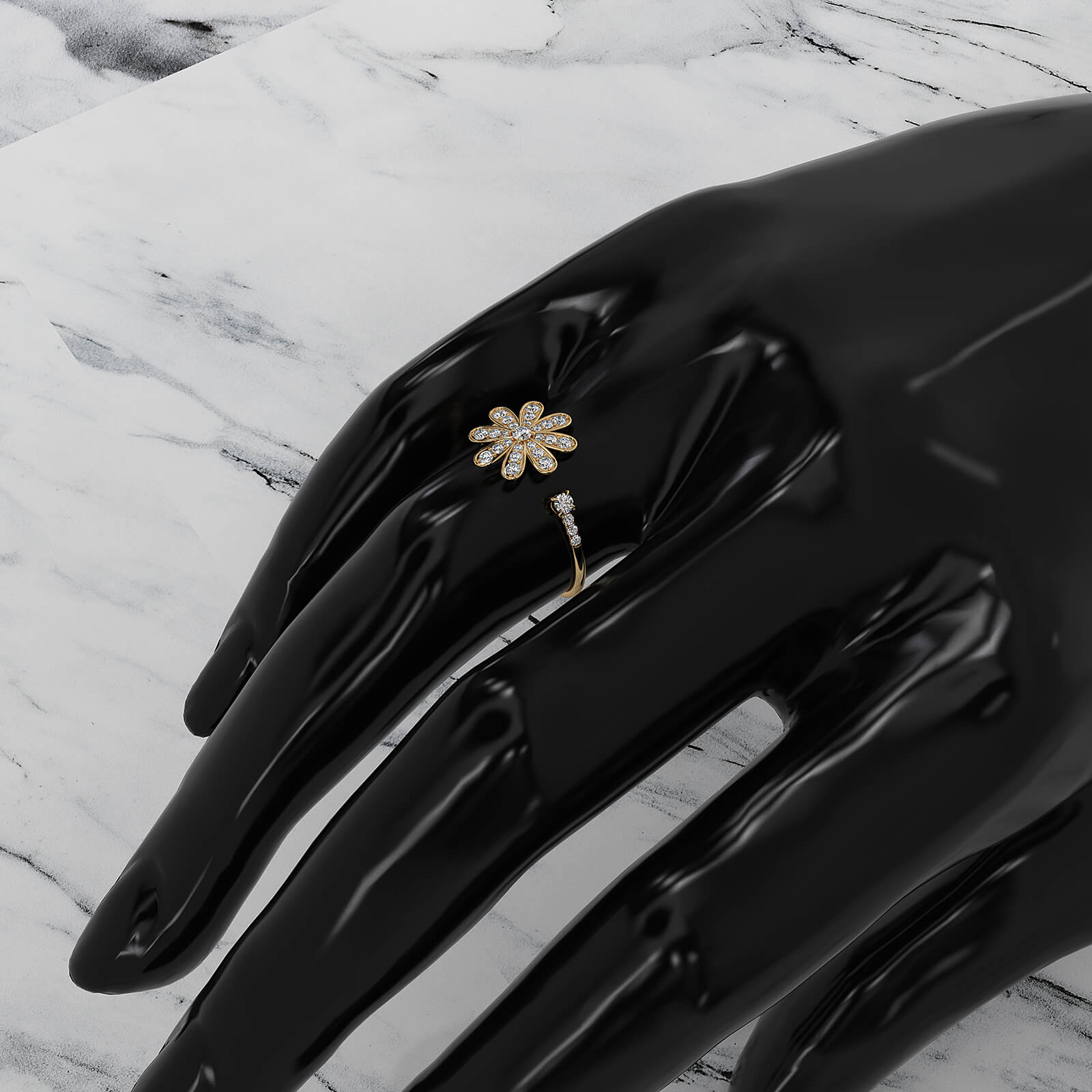 Flower Cluster Minimalist Open Design Round Lab Diamond Fashion Ring 0.27ctw.