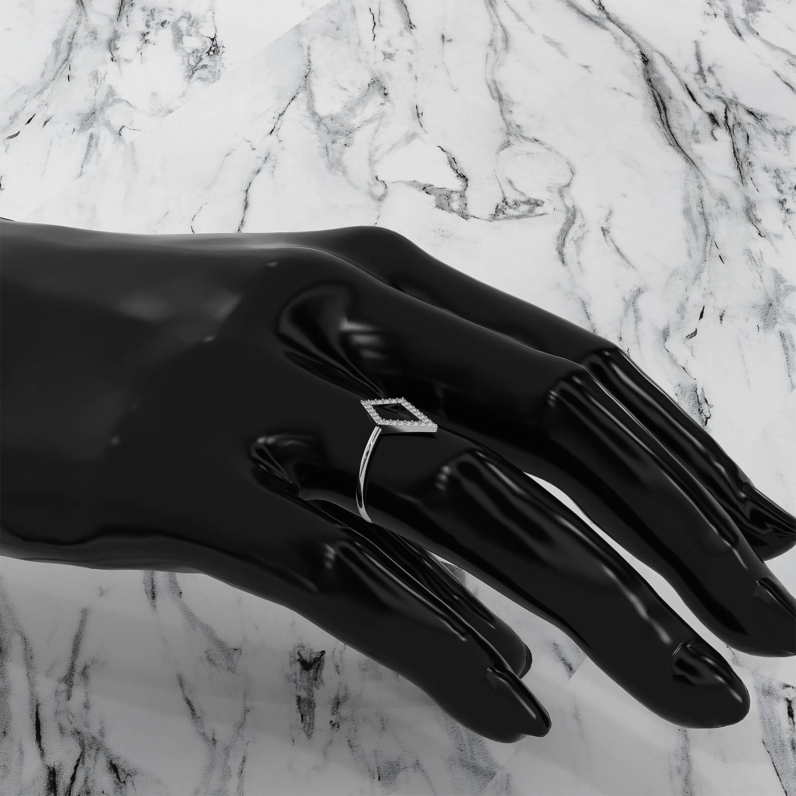 Open Kite Shape Pave Set Lab Diamond Fashion Anniversary Ring 0.1ctw.