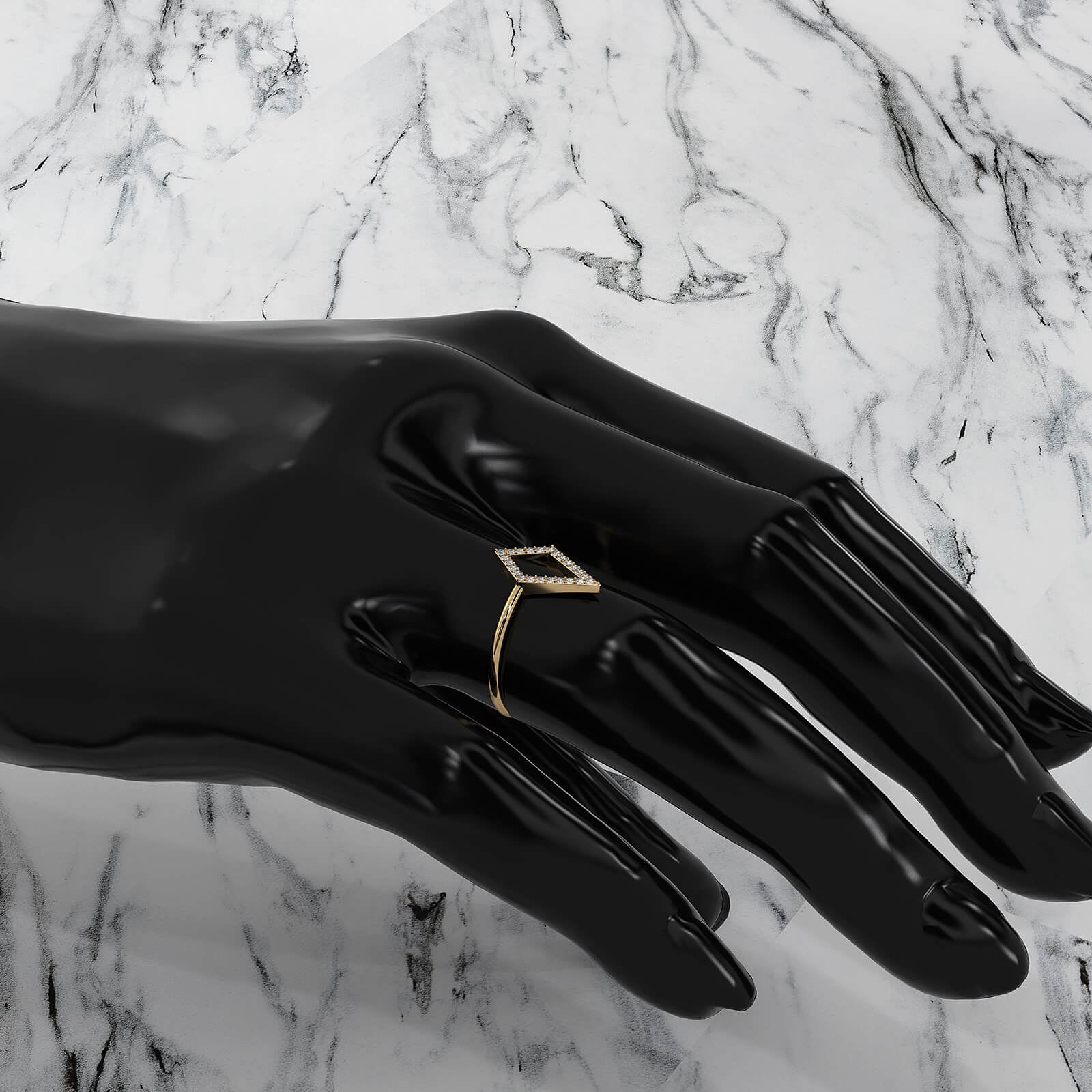 Open Kite Shape Pave Set Lab Diamond Fashion Anniversary Ring 0.1ctw.