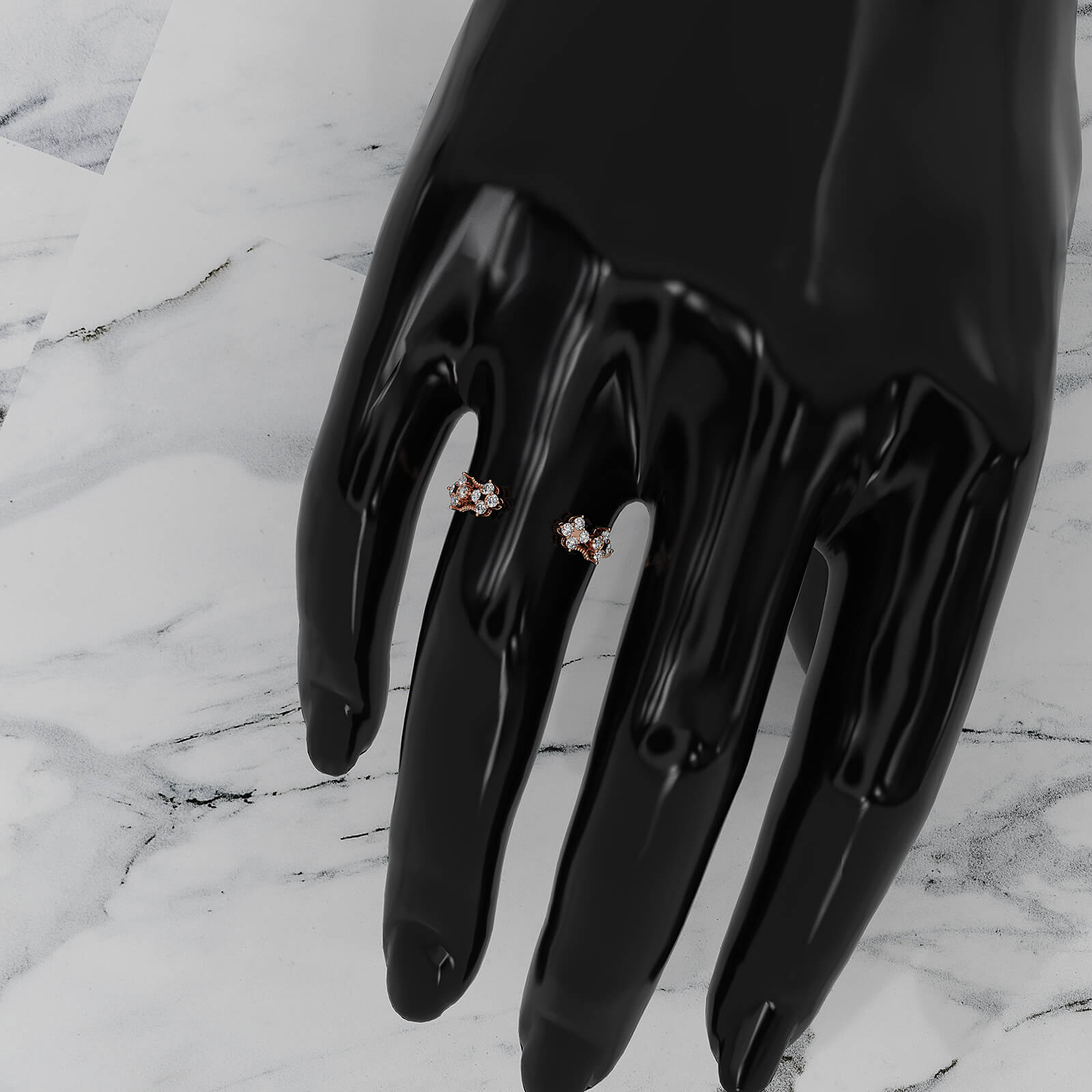 Stackable Open Cuff Prong Set Round Lab Diamond Anniversary Ring 0.2ctw.