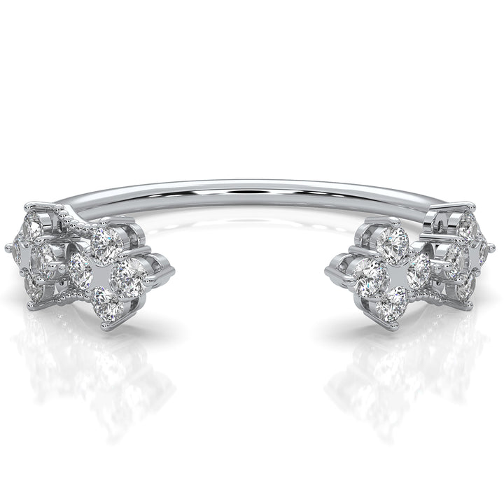 Stackable Open Cuff Prong Set Round Lab Diamond Anniversary Ring 0.2ctw.