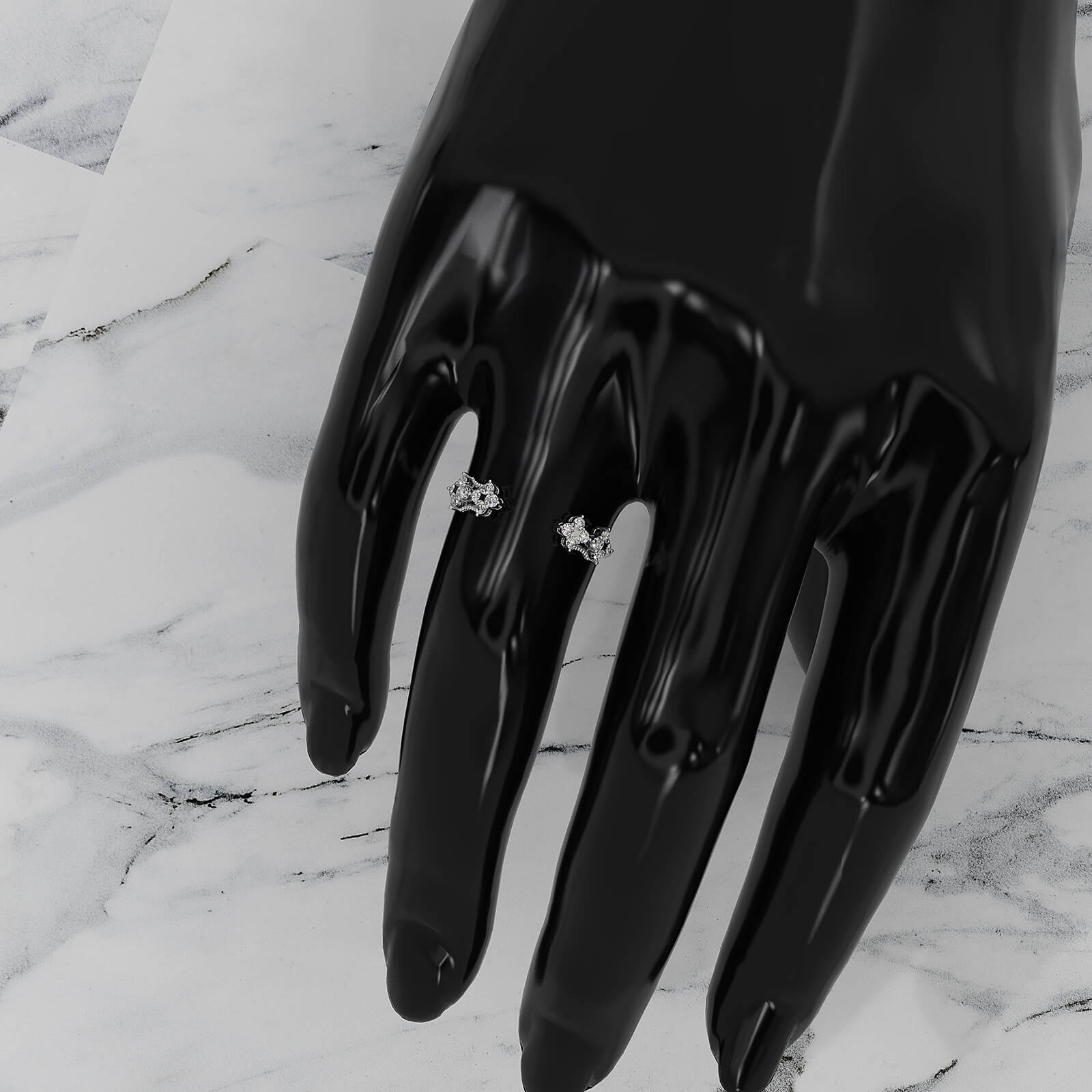 Stackable Open Cuff Prong Set Round Lab Diamond Anniversary Ring 0.2ctw.