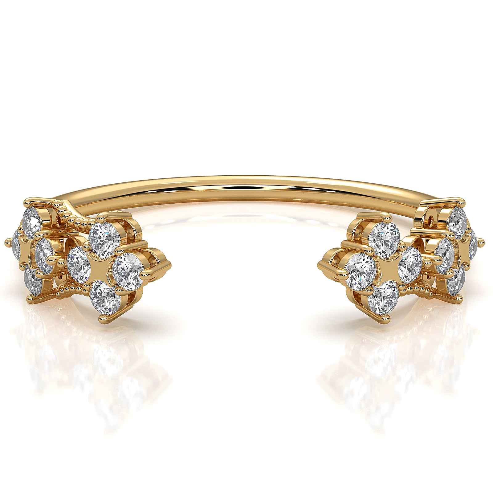 Stackable Open Cuff Prong Set Round Lab Diamond Anniversary Ring 0.2ctw.