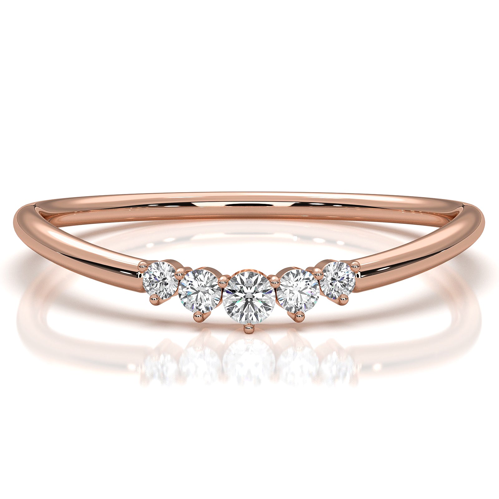 Sleek & Slim 5 Stone Round Shape Lab Diamond Fashion Ring 0.06ctw.