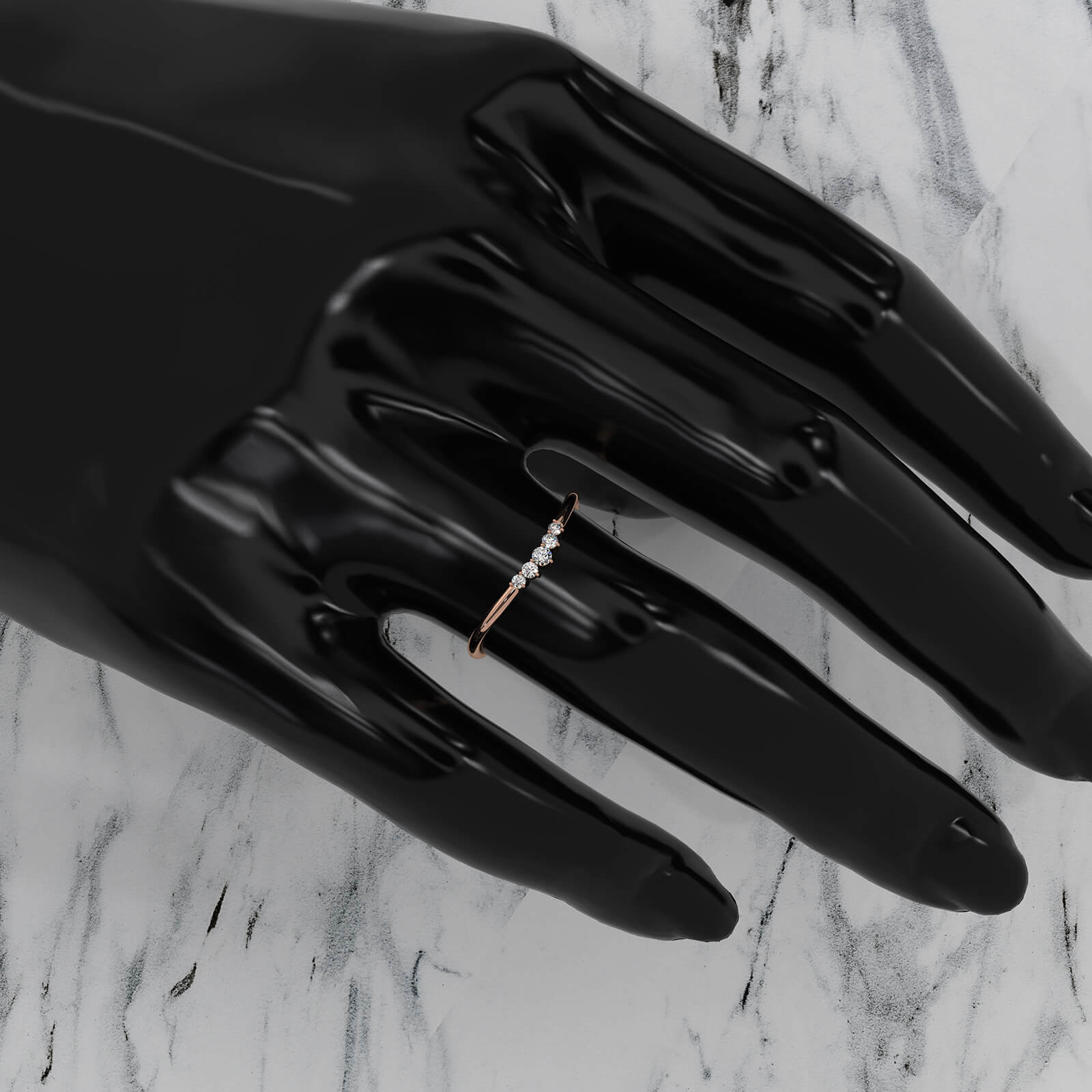 Sleek & Slim 5 Stone Round Shape Lab Diamond Fashion Ring 0.06ctw.