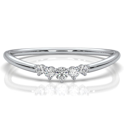 Sleek & Slim 5 Stone Round Shape Lab Diamond Fashion Ring 0.06ctw.