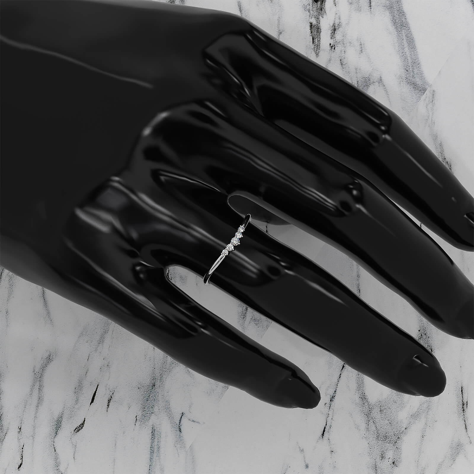 Sleek & Slim 5 Stone Round Shape Lab Diamond Fashion Ring 0.06ctw.