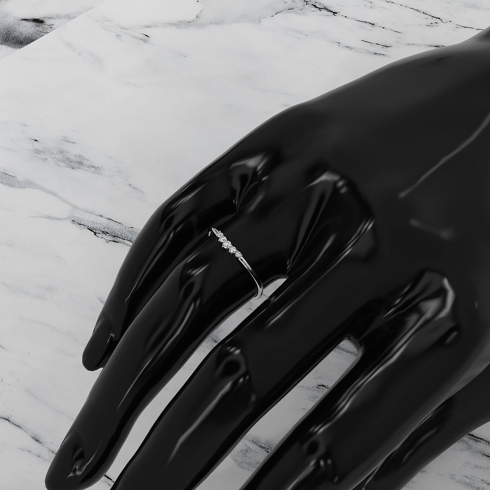 Sleek & Slim 5 Stone Round Shape Lab Diamond Fashion Ring 0.06ctw.