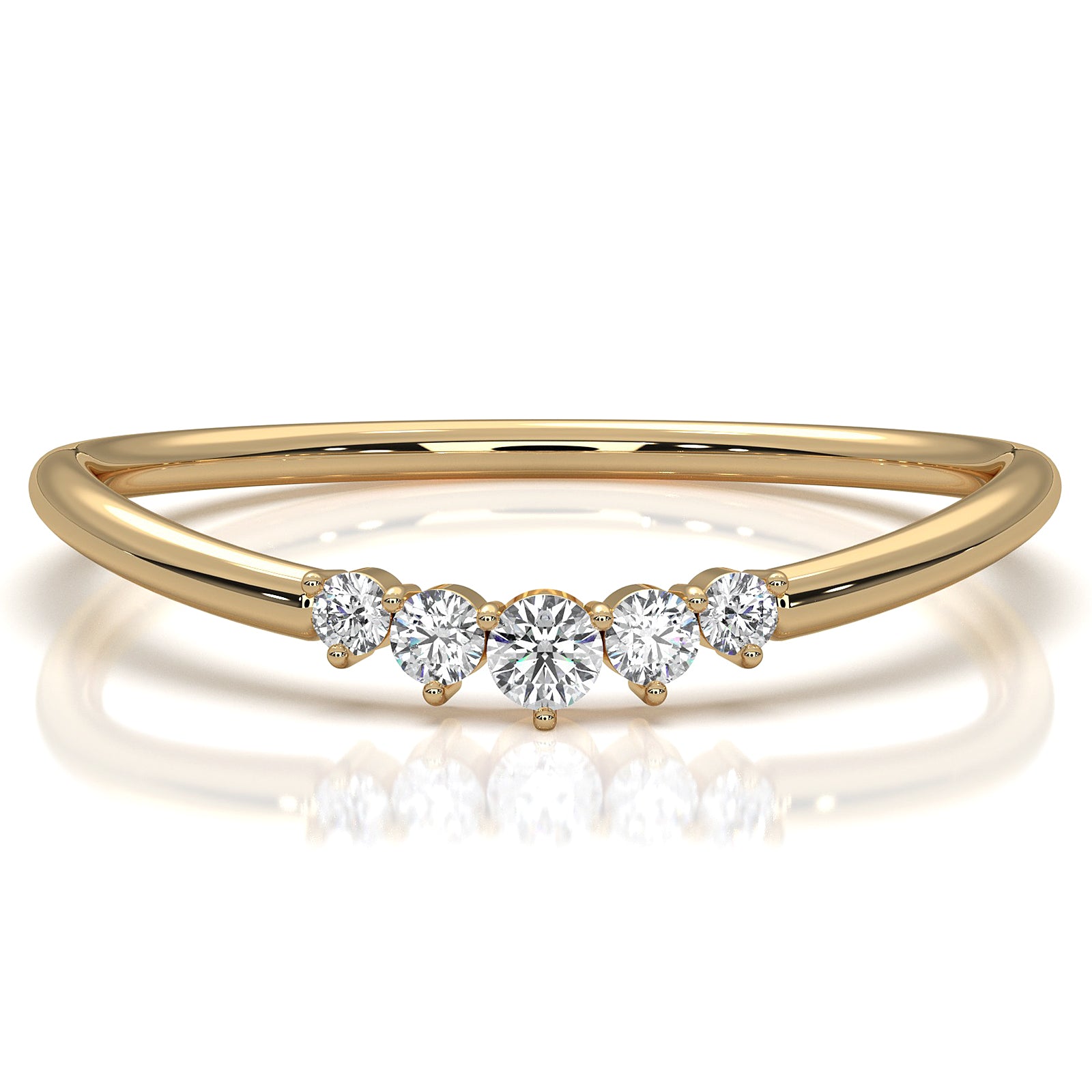 Sleek & Slim 5 Stone Round Shape Lab Diamond Fashion Ring 0.06ctw.