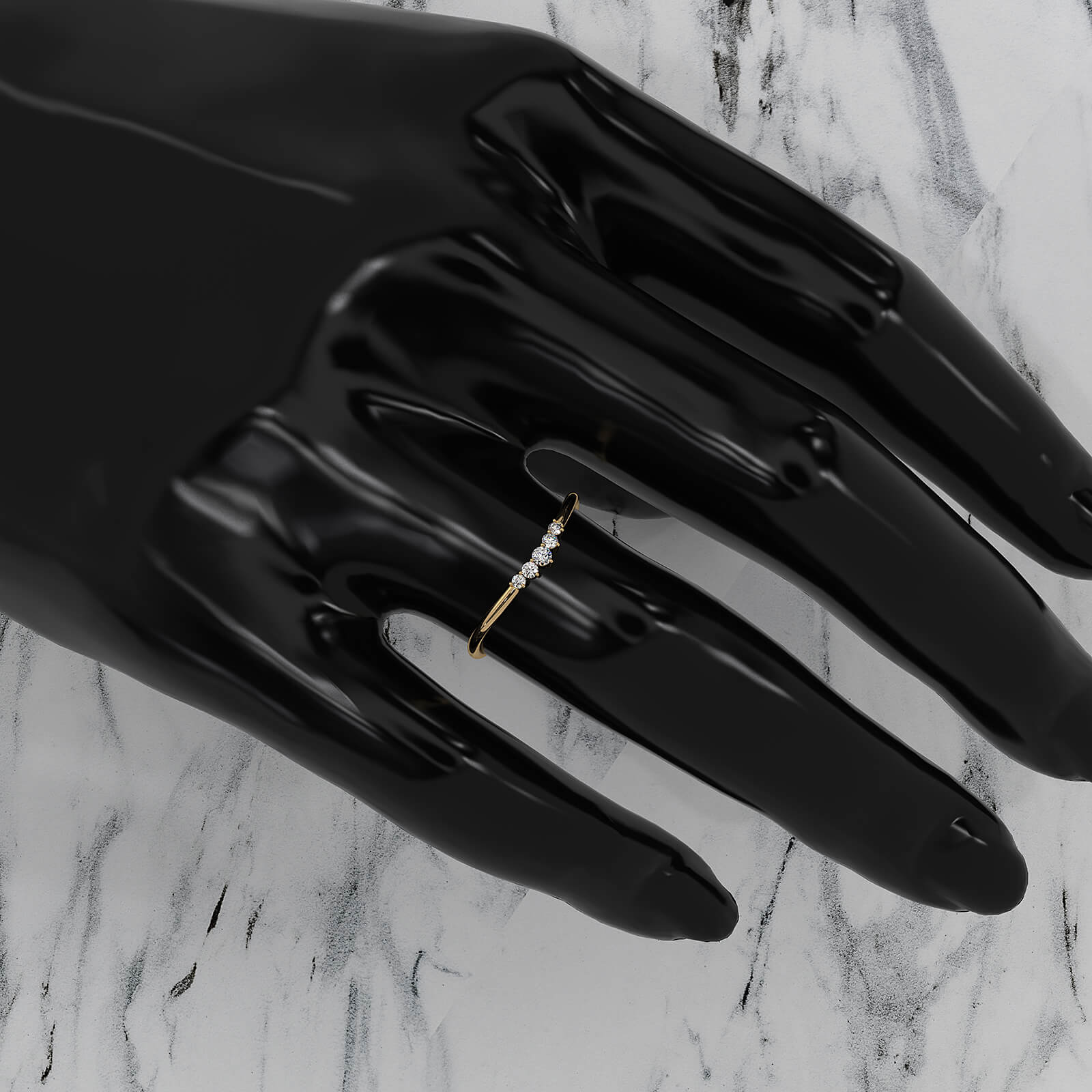 Sleek & Slim 5 Stone Round Shape Lab Diamond Fashion Ring 0.06ctw.