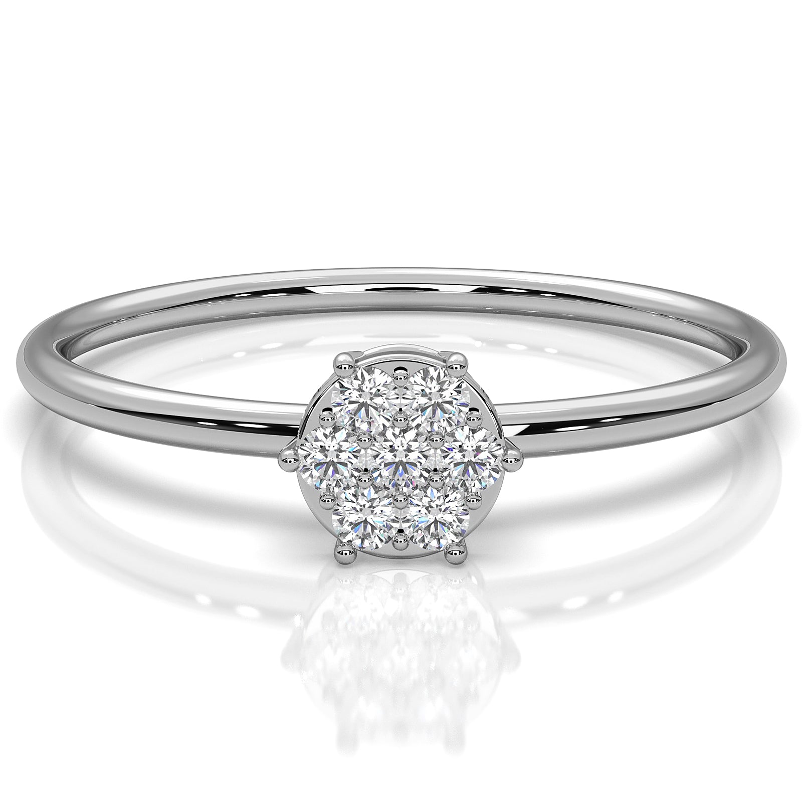 Minimalist Fashionable Petite Round Lab Diamond Prong Set Ring 0.09ctw.